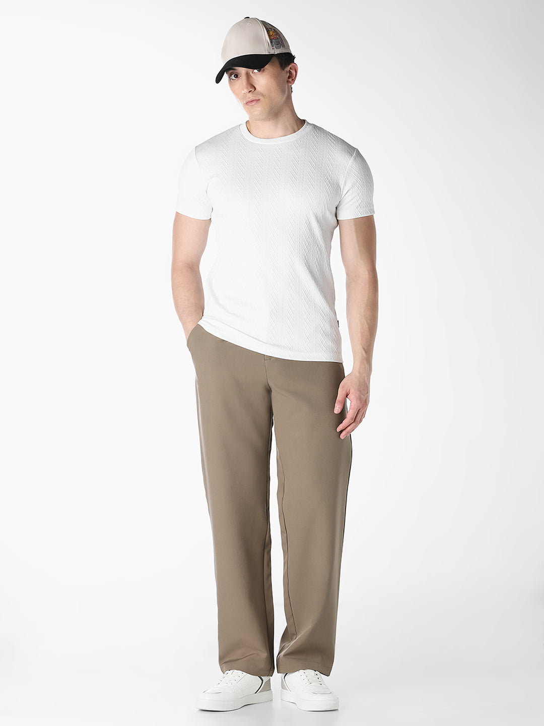 Textured Crew Neck T-shirt