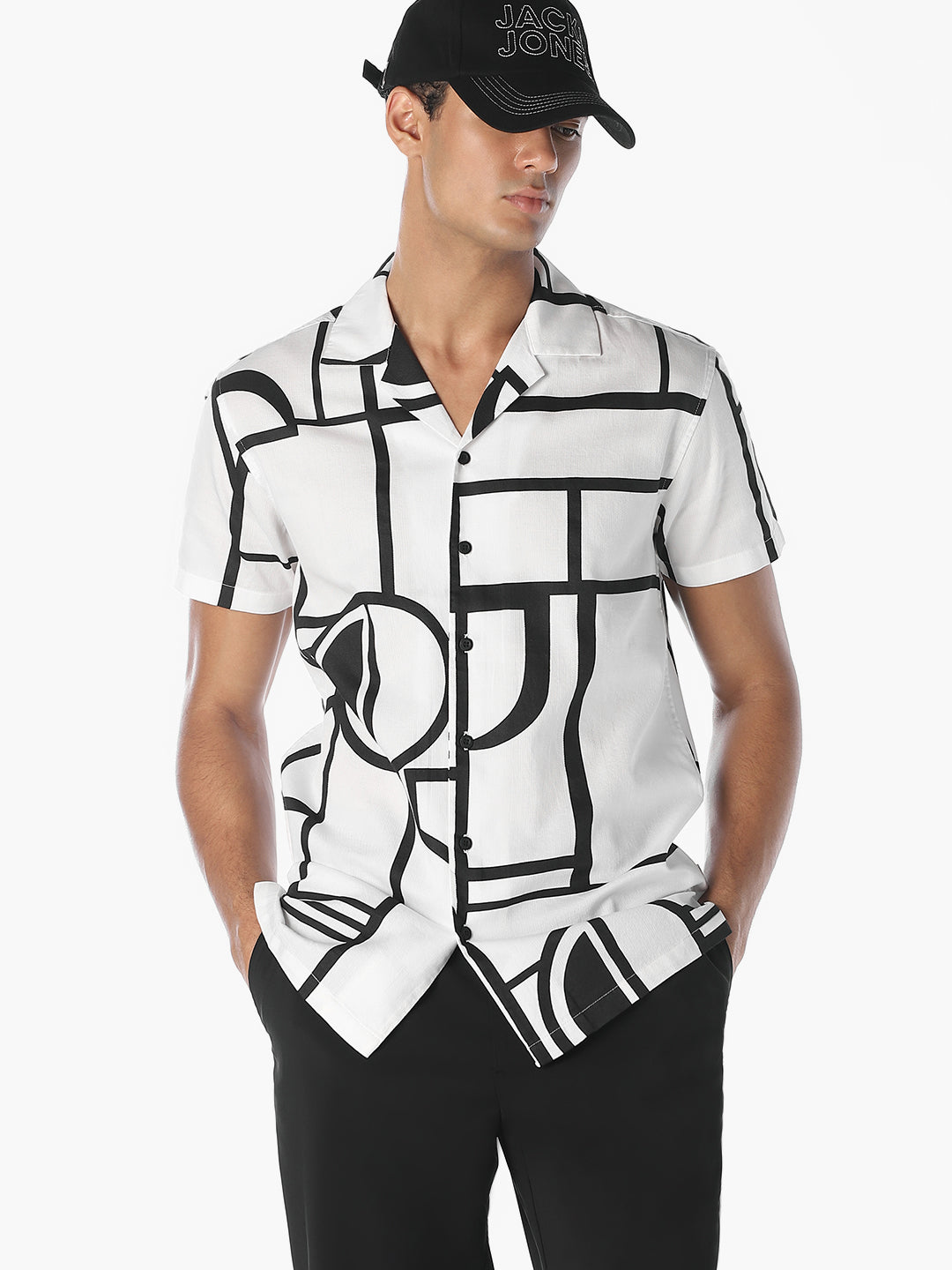 White Printed Comfort Fit Shirt