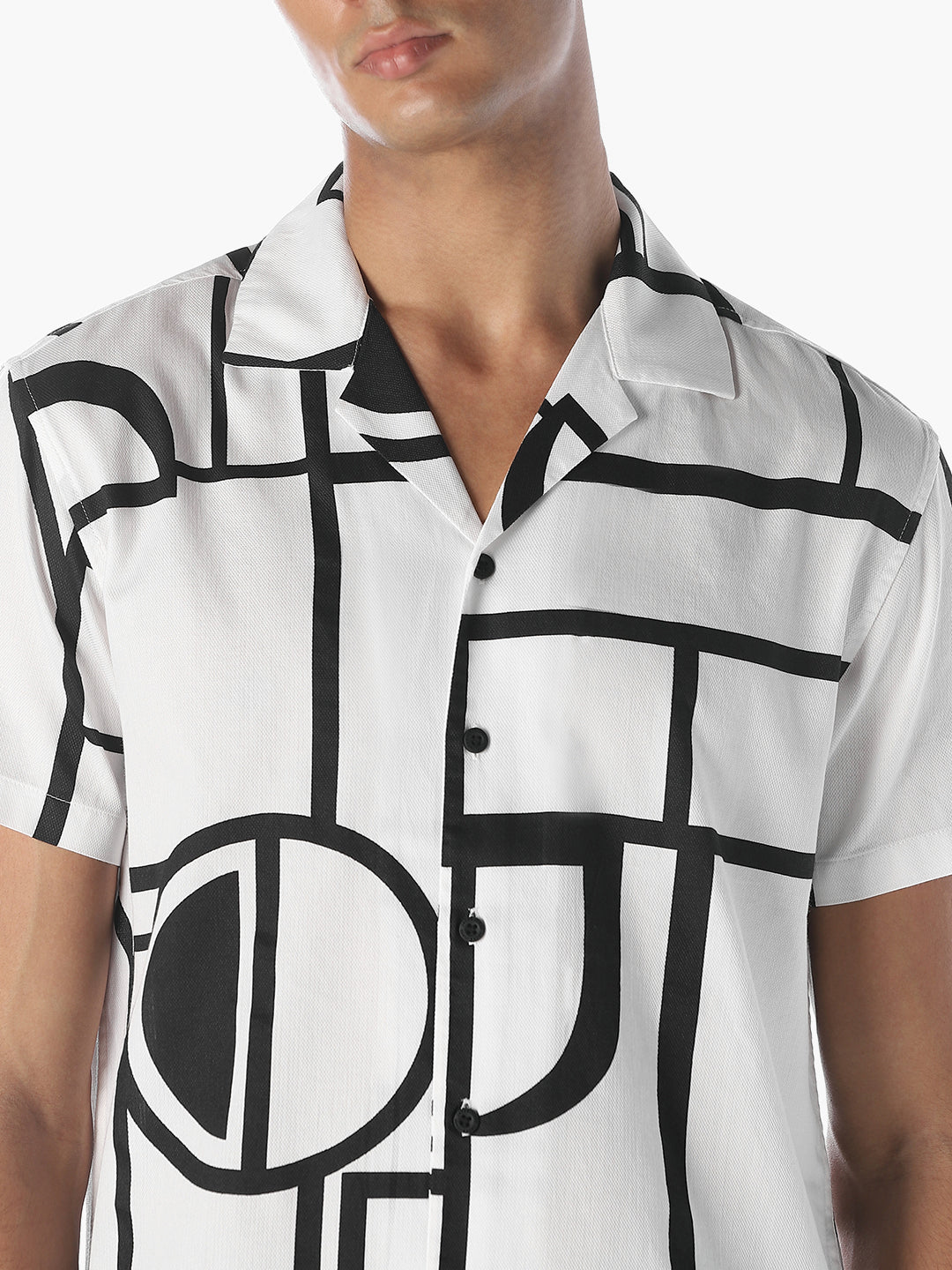 White Printed Comfort Fit Shirt