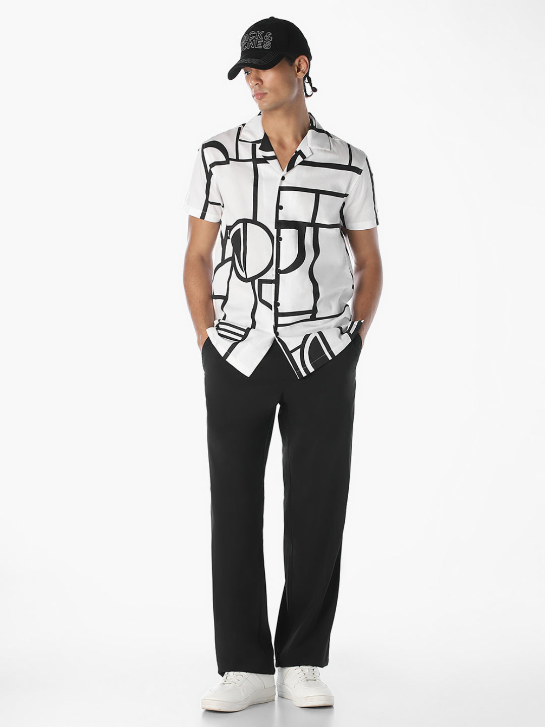 White Printed Comfort Fit Shirt