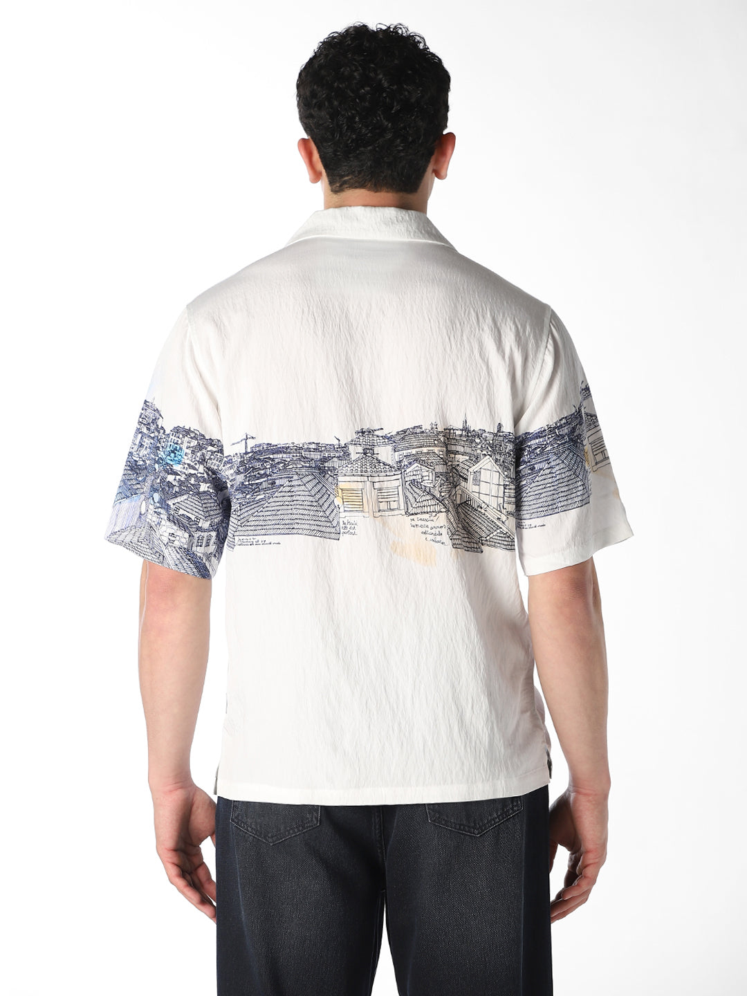 White Printed Comfort Fit Shirt