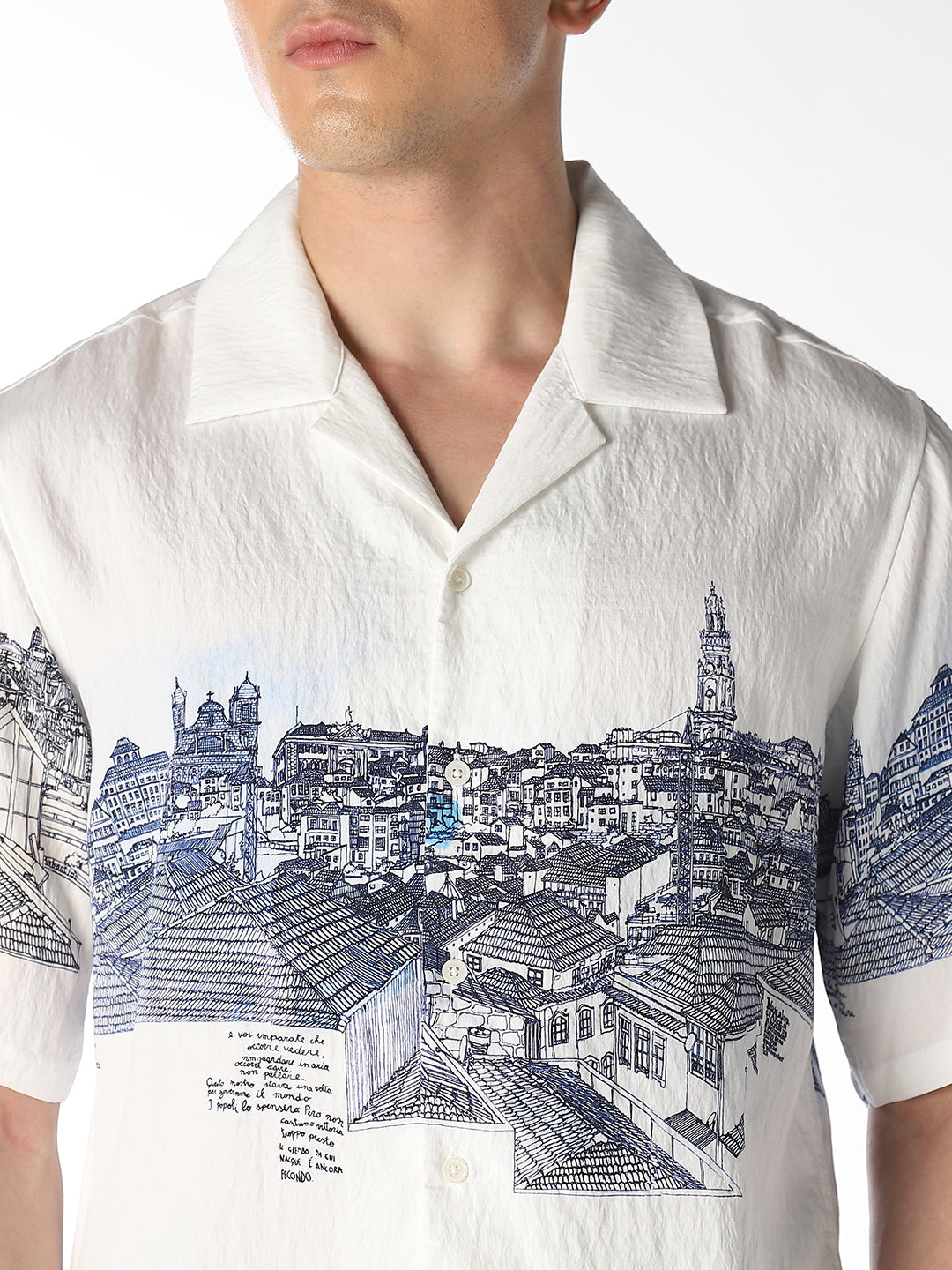 White Printed Comfort Fit Shirt