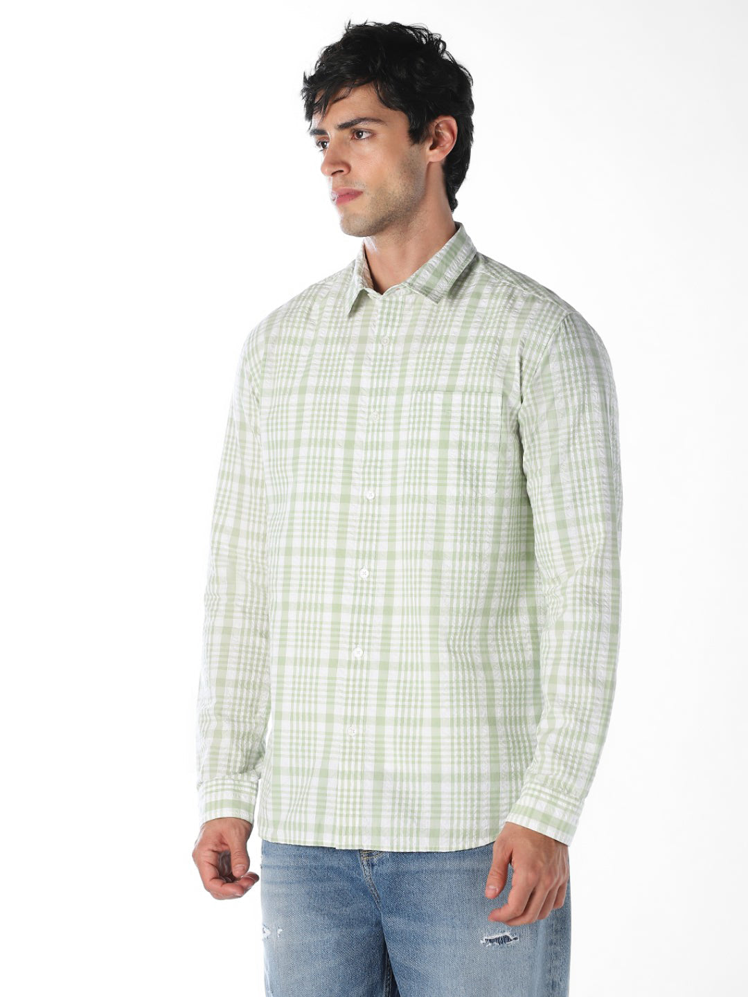 Green Striped Cotton Shirt