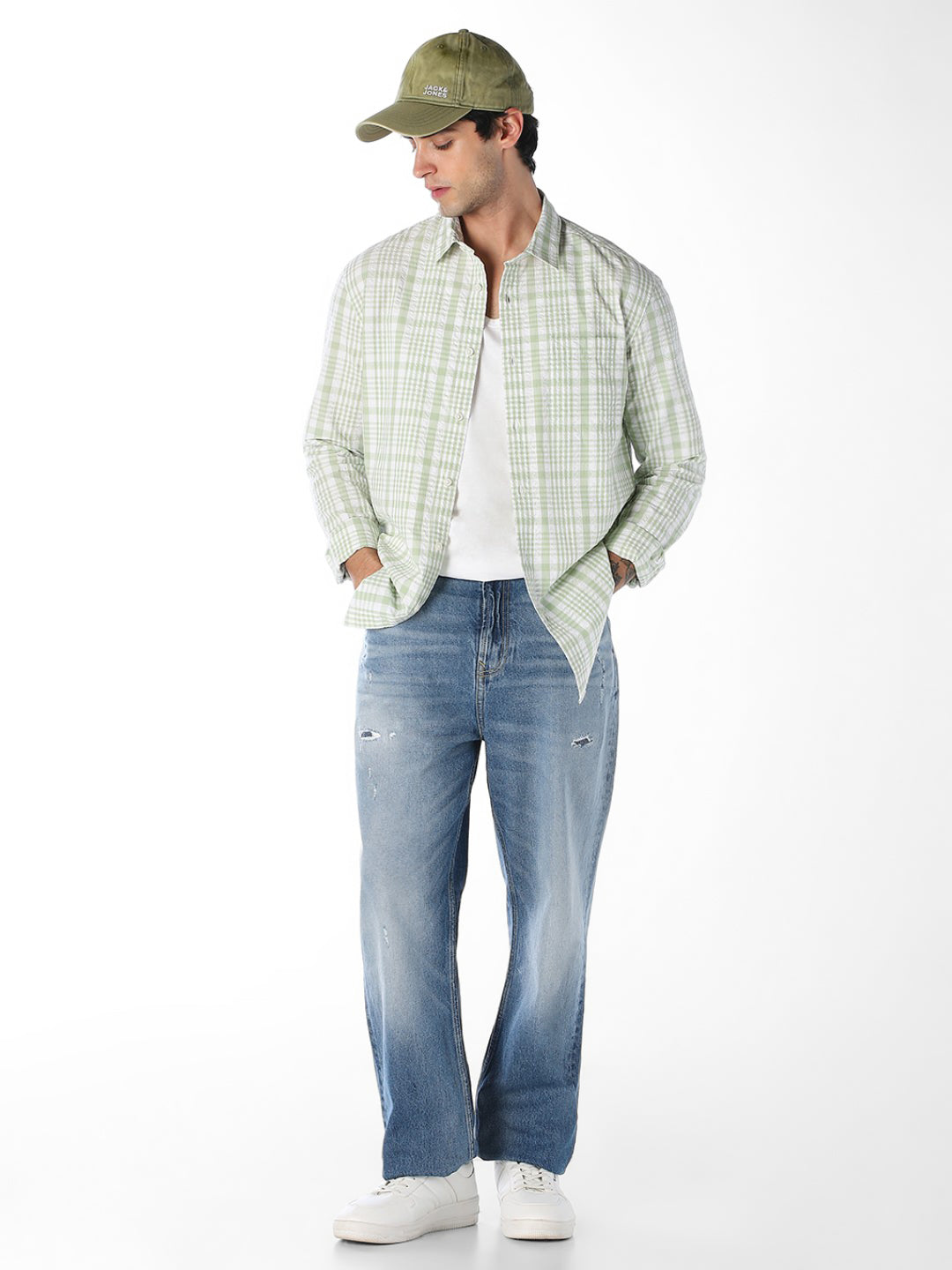 Green Striped Cotton Shirt