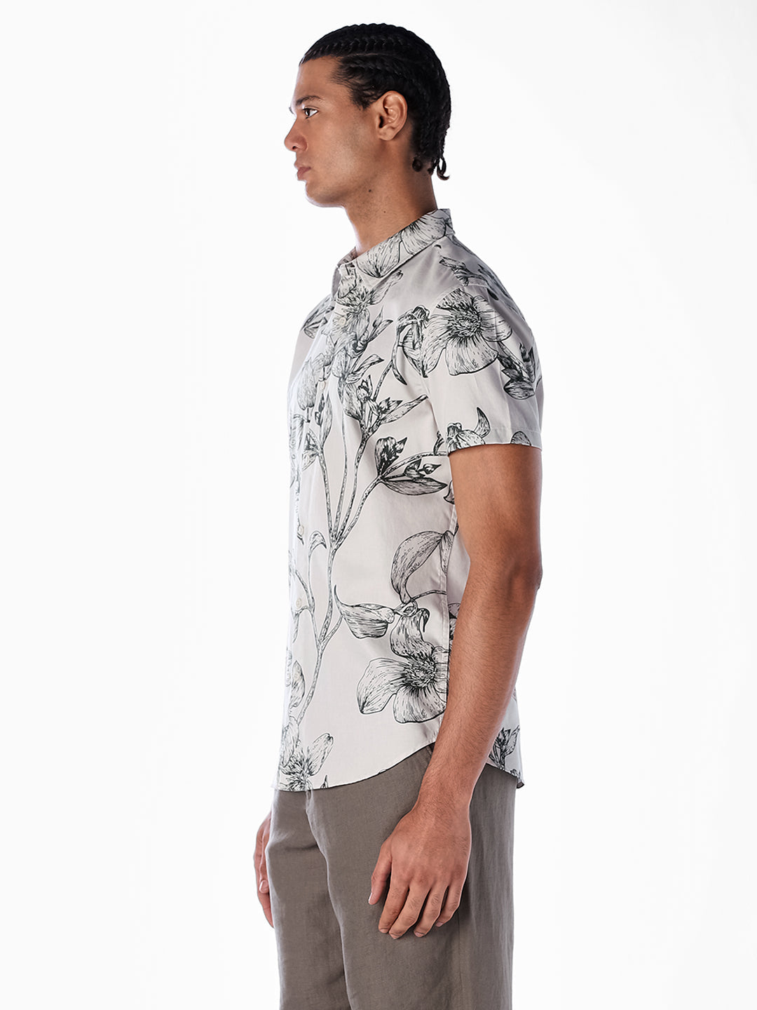 Floral Sketch Print Shirt - Off-White
