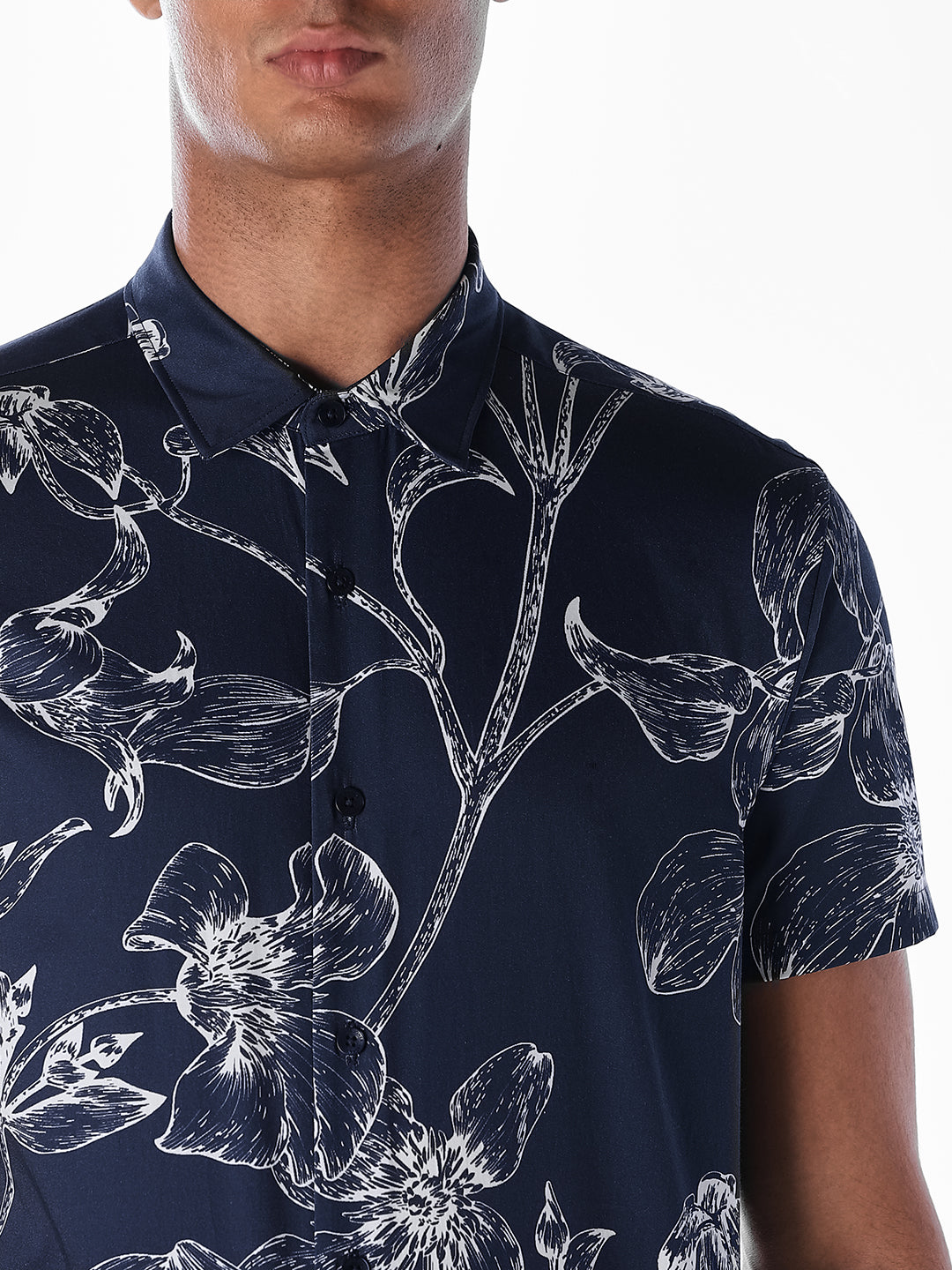Floral Sketch Print Shirt - Blue