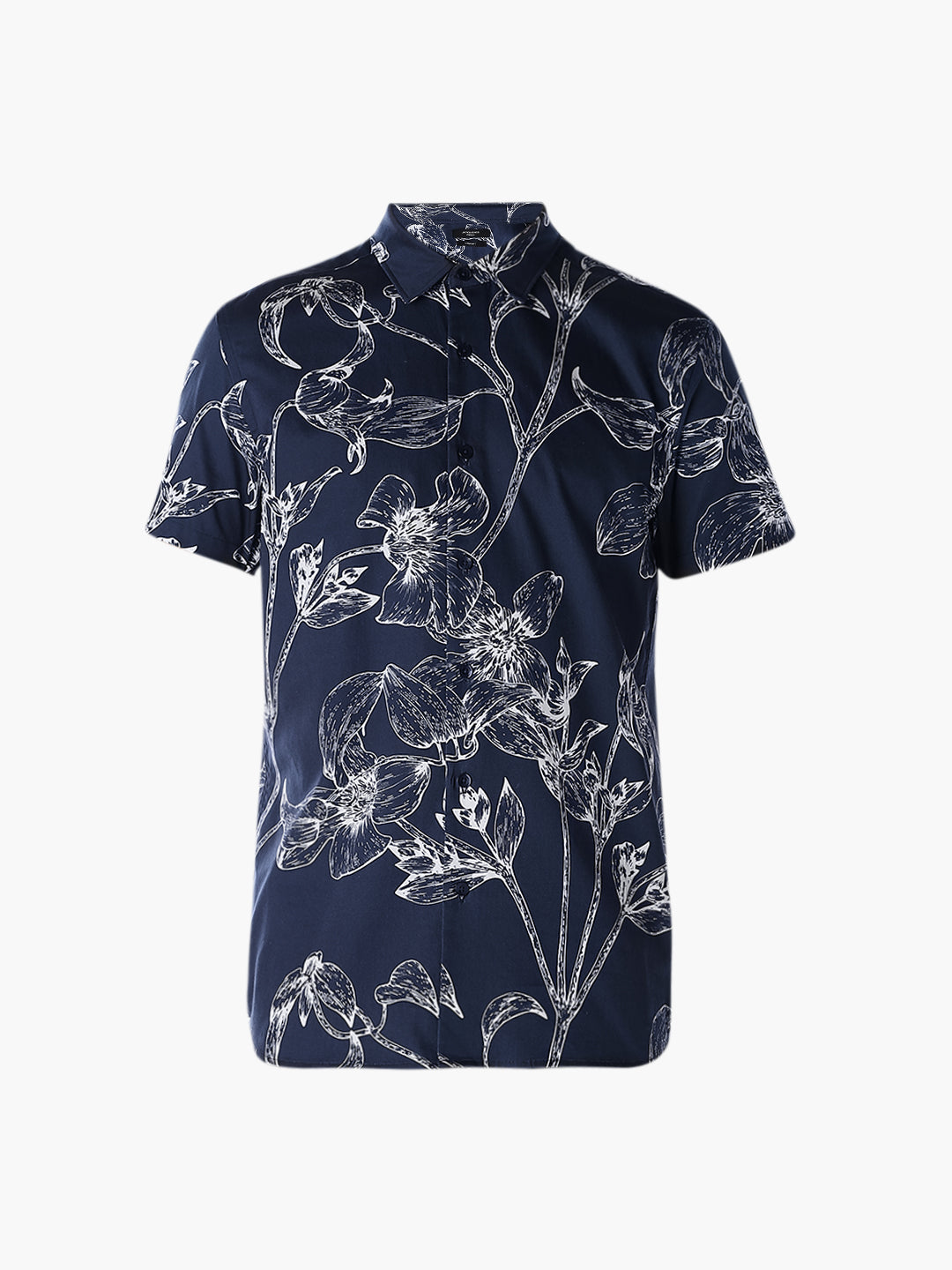 Floral Sketch Print Shirt - Blue