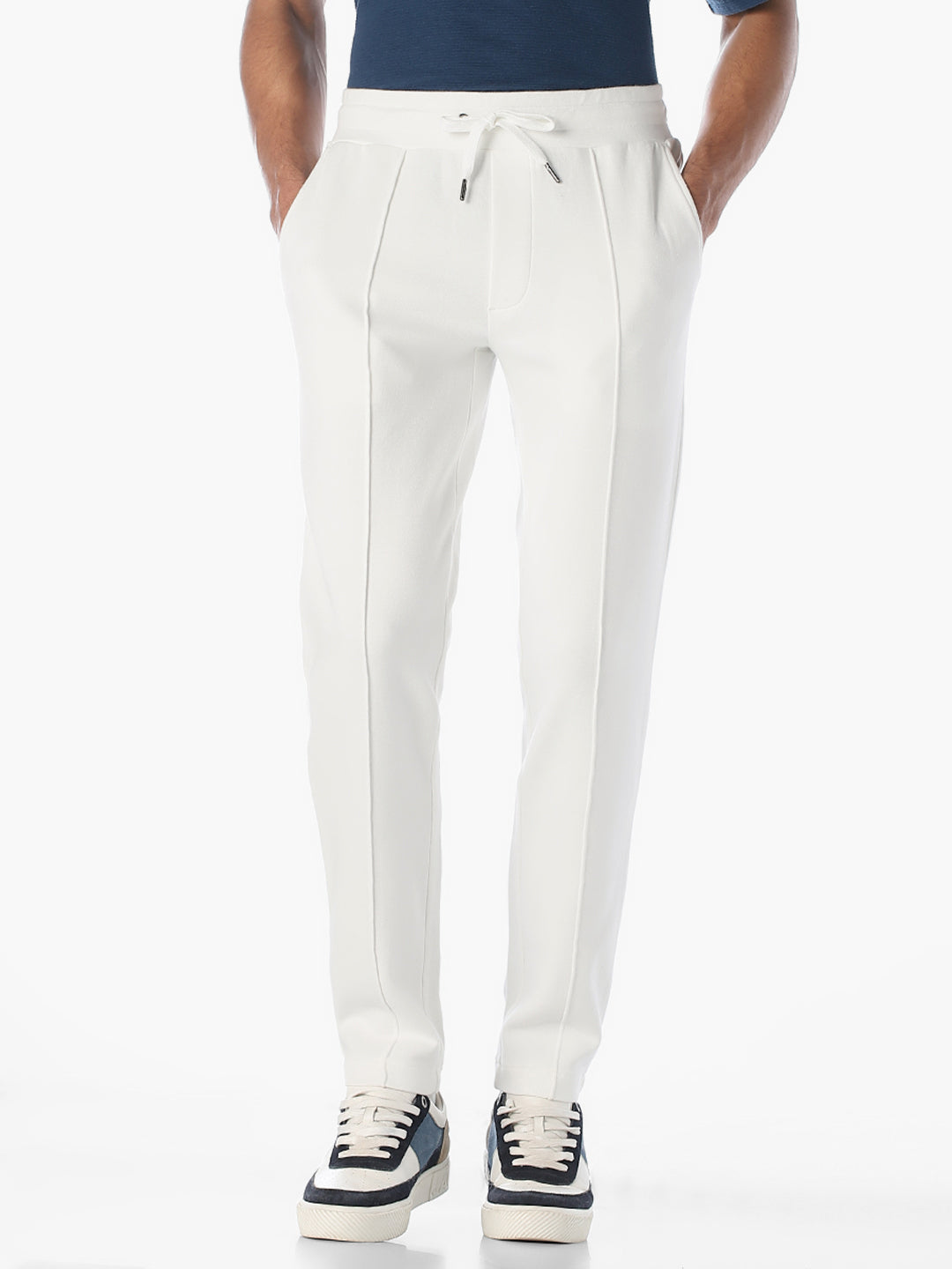 White Drawstring Regular Fit Sweatpants