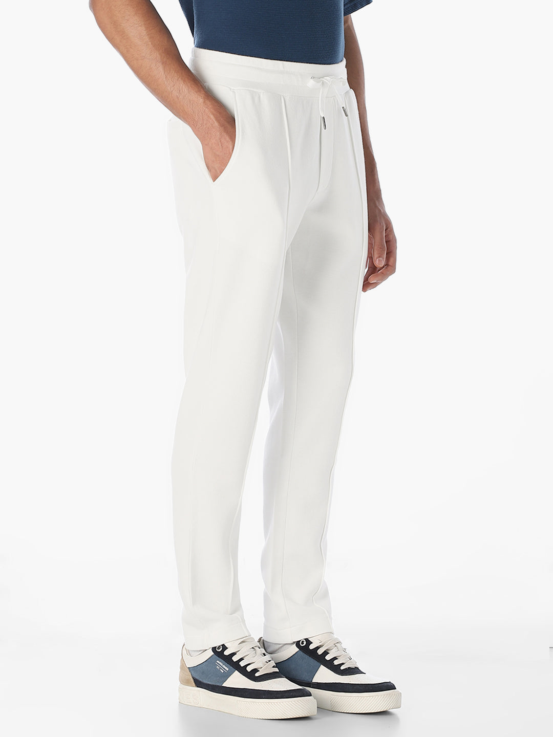 White Drawstring Regular Fit Sweatpants