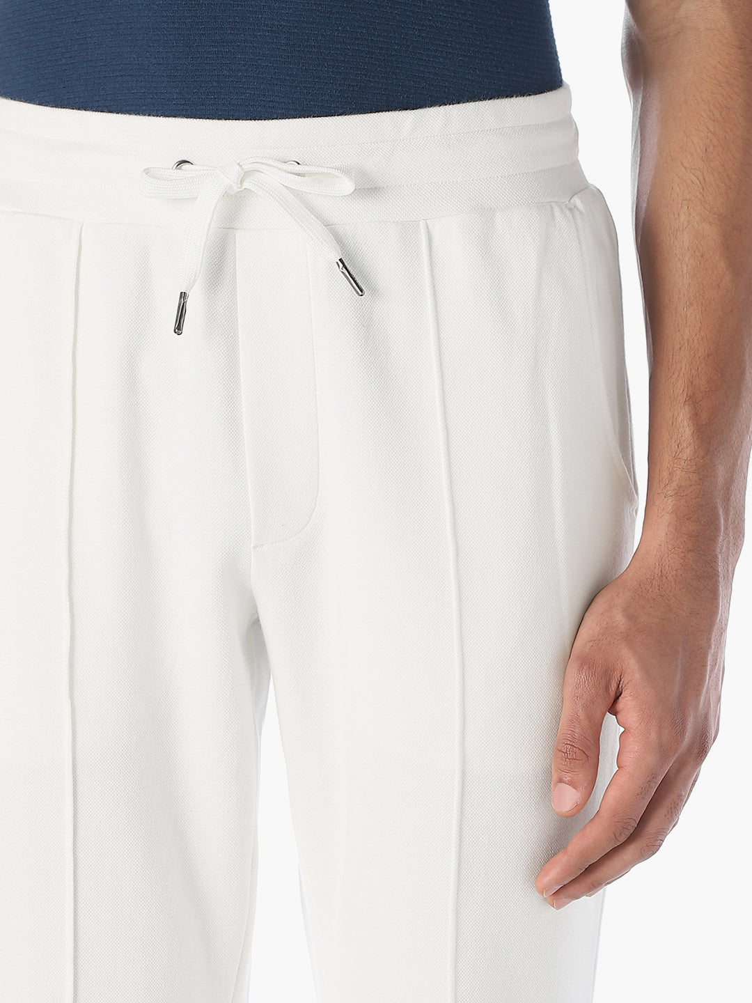 White Drawstring Regular Fit Sweatpants