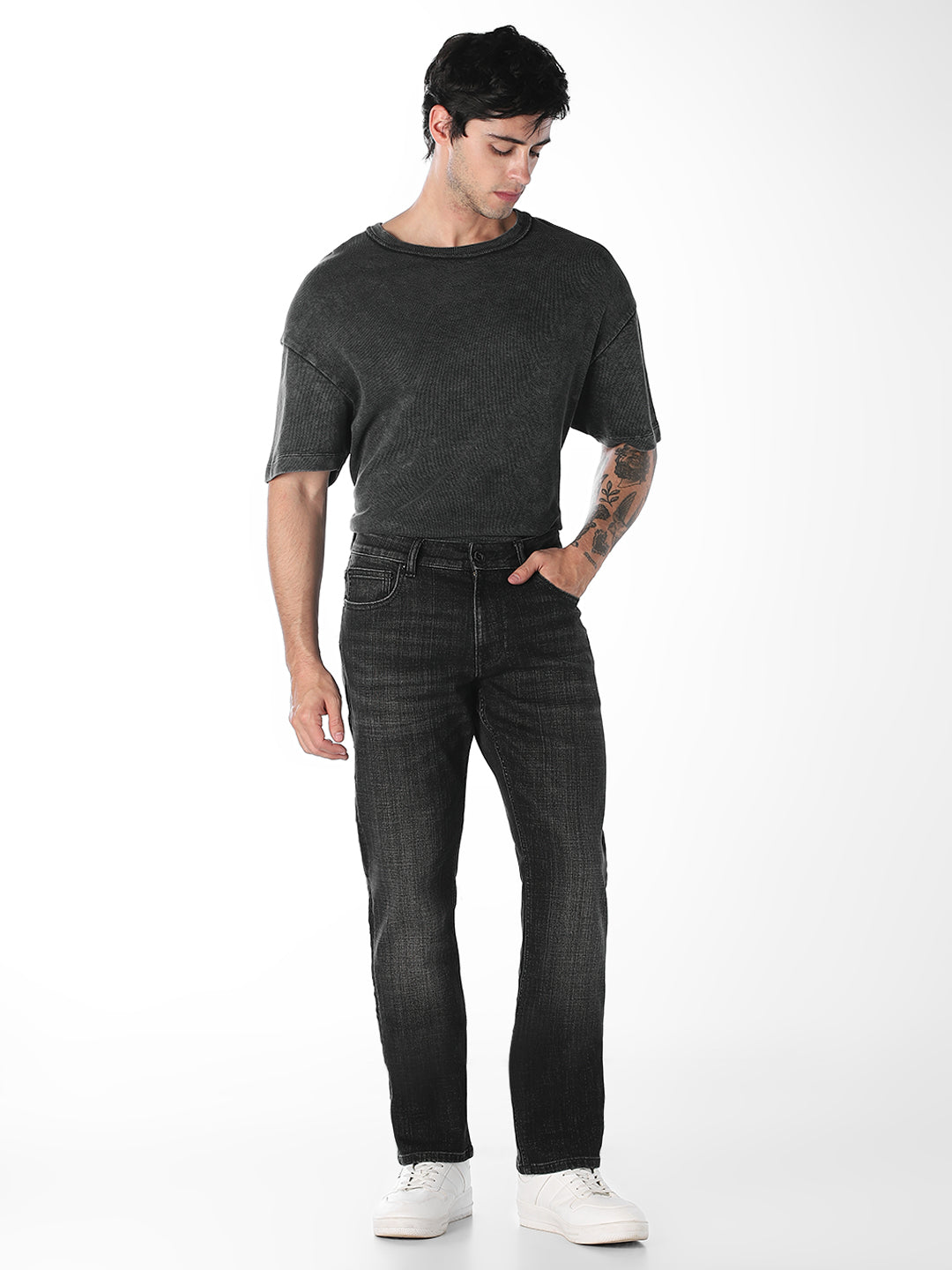 Black Washed Clark Regular Fit Jeans