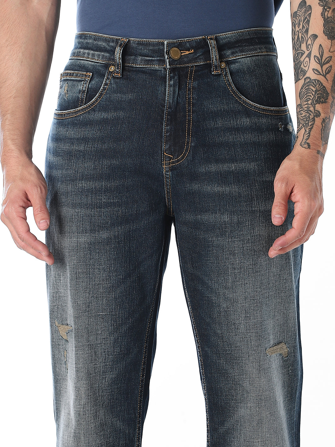 Mildly Distressed Cliff Bootcut Jeans