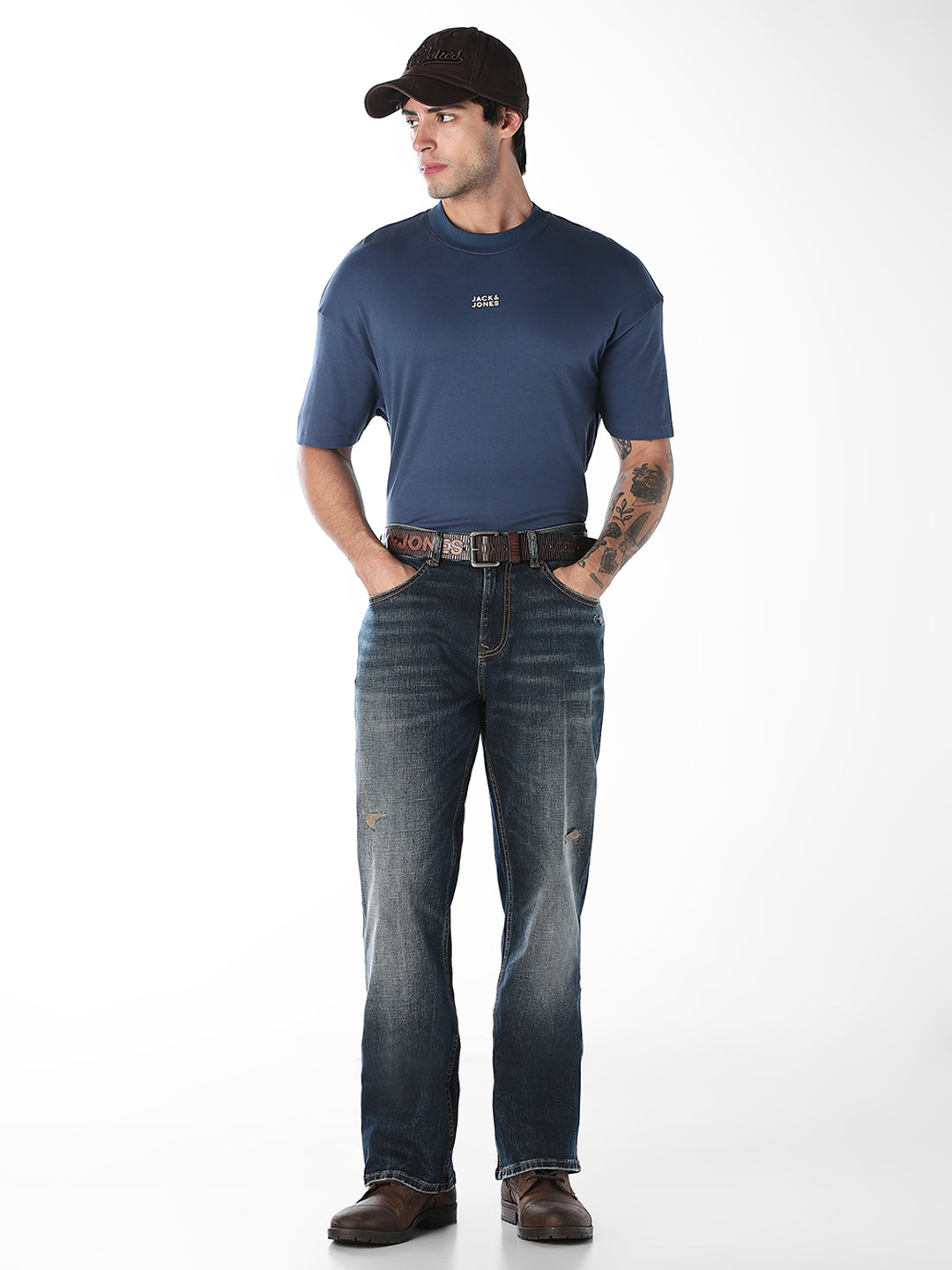 Mildly Distressed Cliff Bootcut Jeans