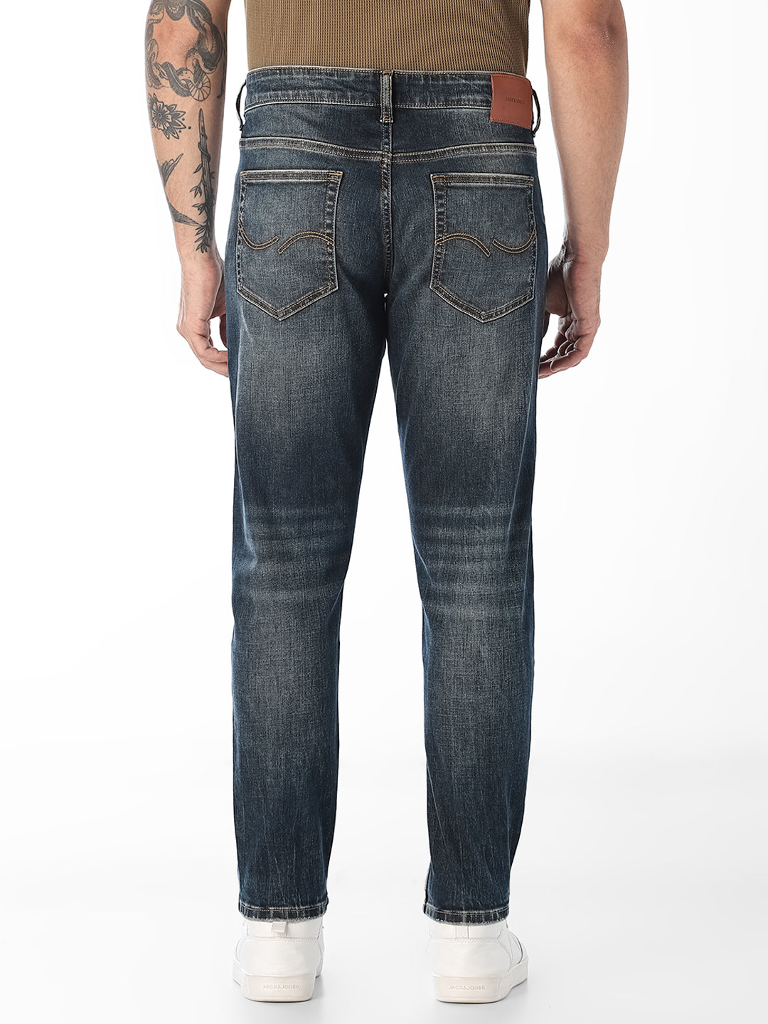 Dark Blue Cropped Brak Slim Fit Jeans
