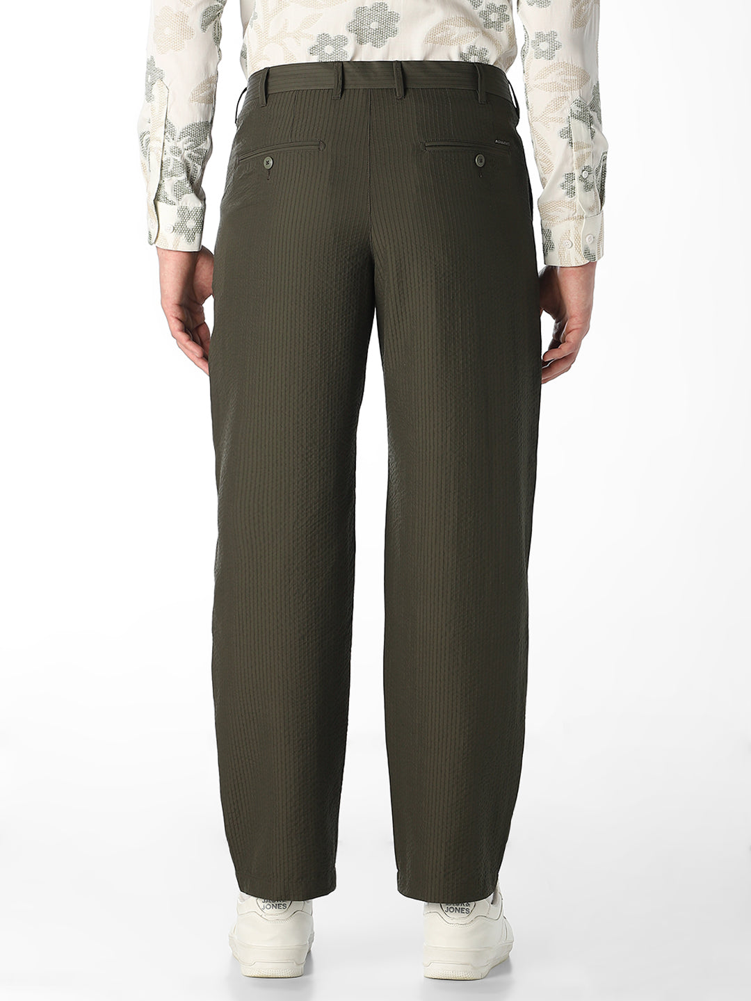 Olive Pinstripe Regular Fit Pants