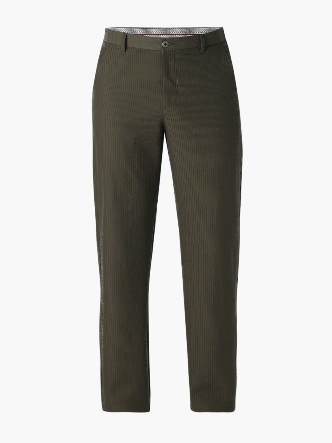 Olive Pinstripe Regular Fit Pants