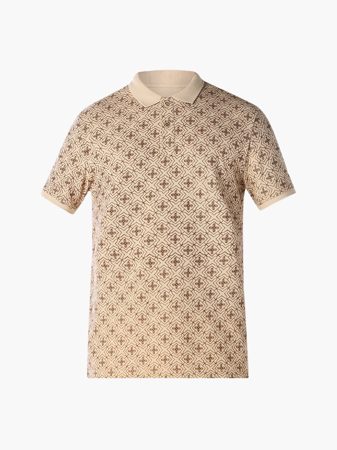Brown Embroidered Cotton Polo