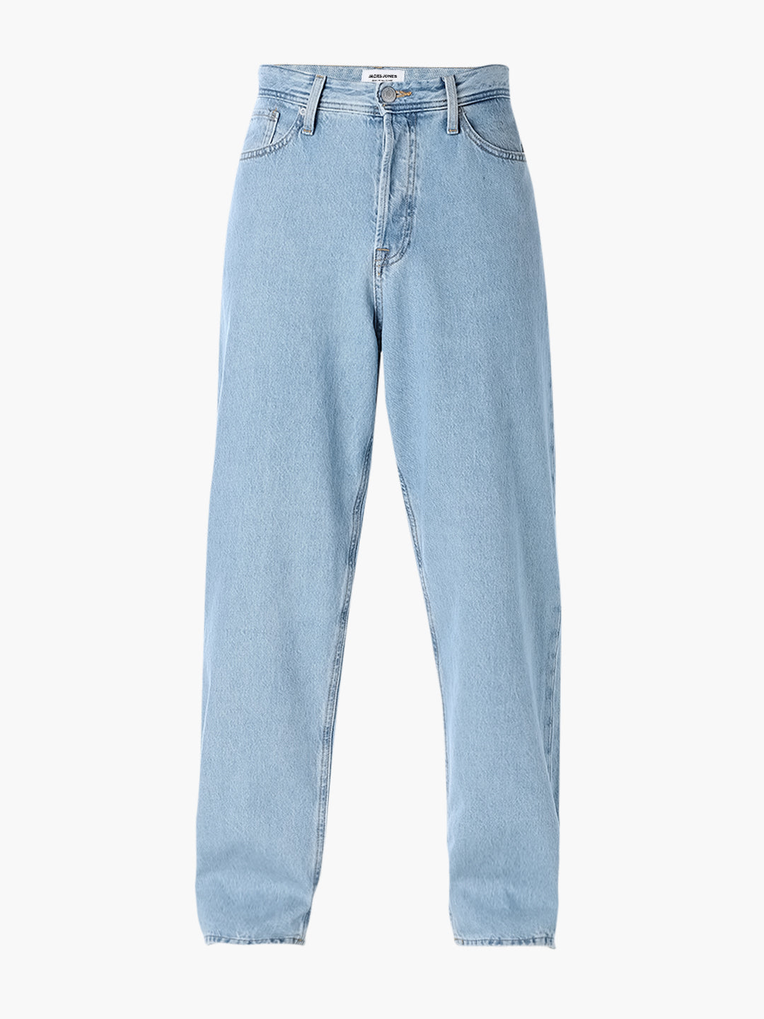 Men's Light Blue Loose Fit Low Rise Jeans With Button Fly