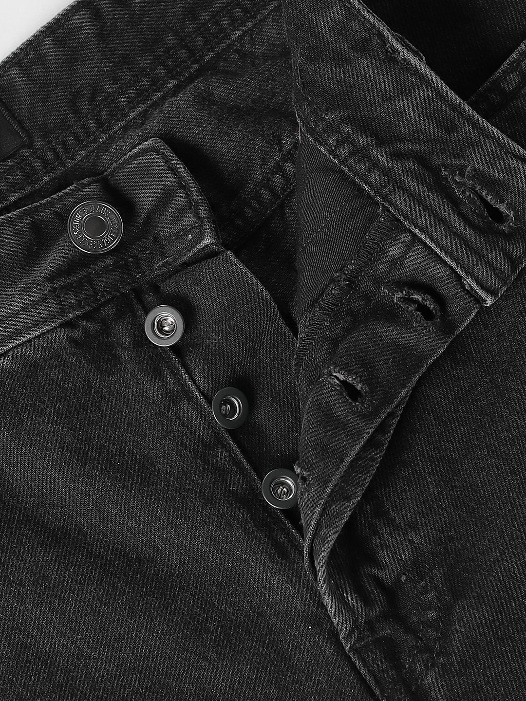 Men's Black Solid Straight Fit Low Rise Jeans