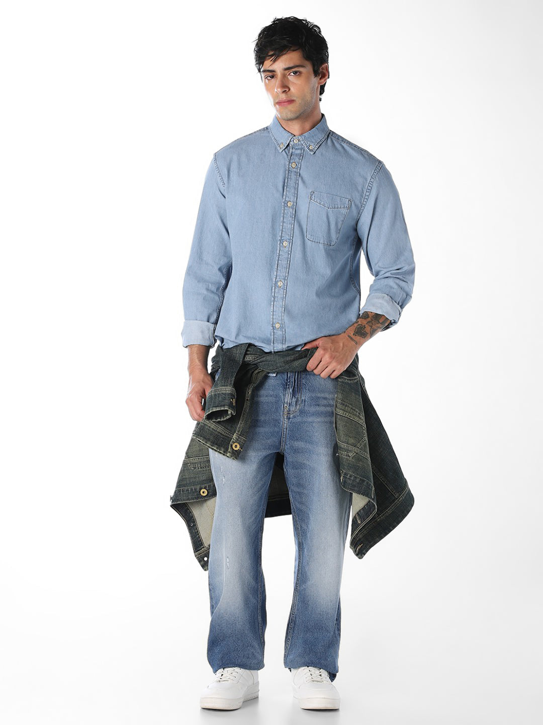 Contrast Stitch Denim Shirt