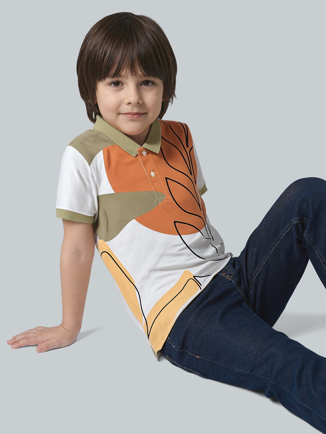 Boys Abstract Print Cotton Polo - 4/5Y