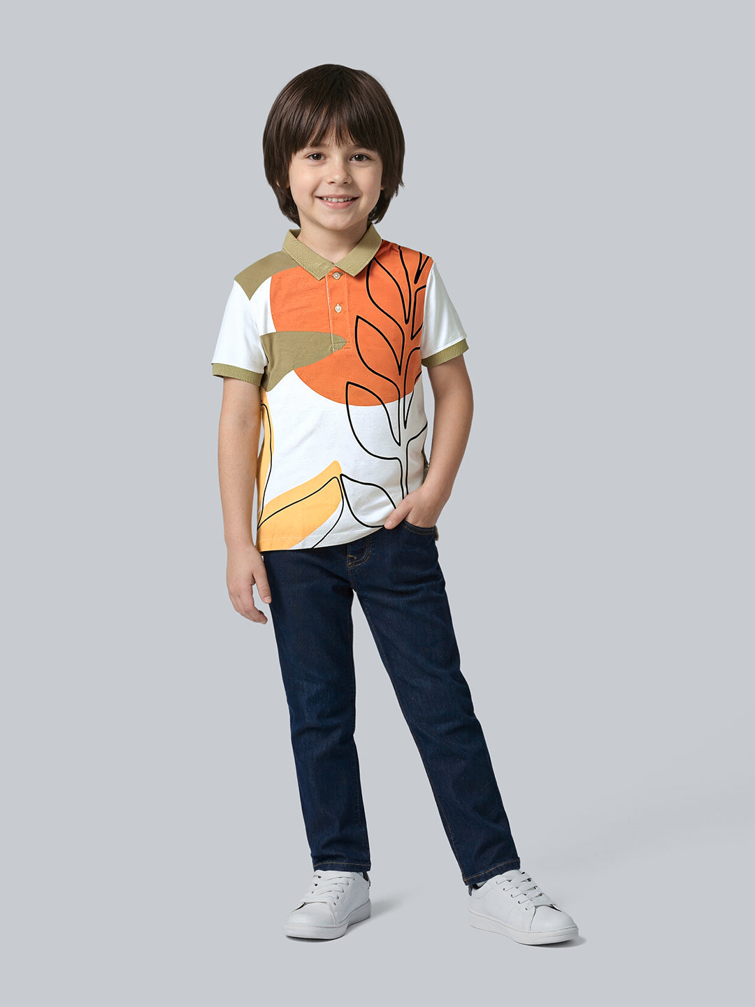 Boys Abstract Print Cotton Polo