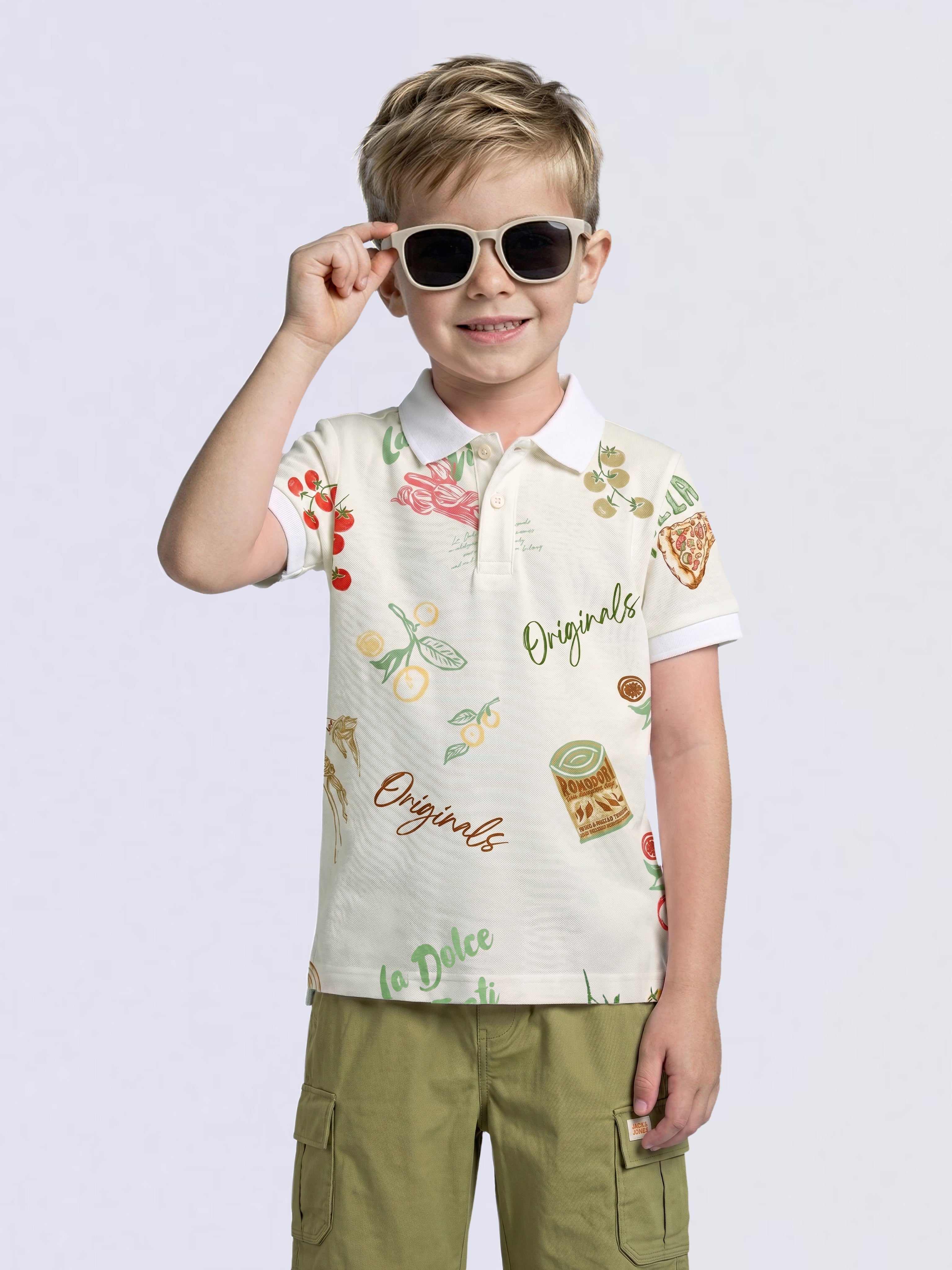 Boys Printed Cotton Polo