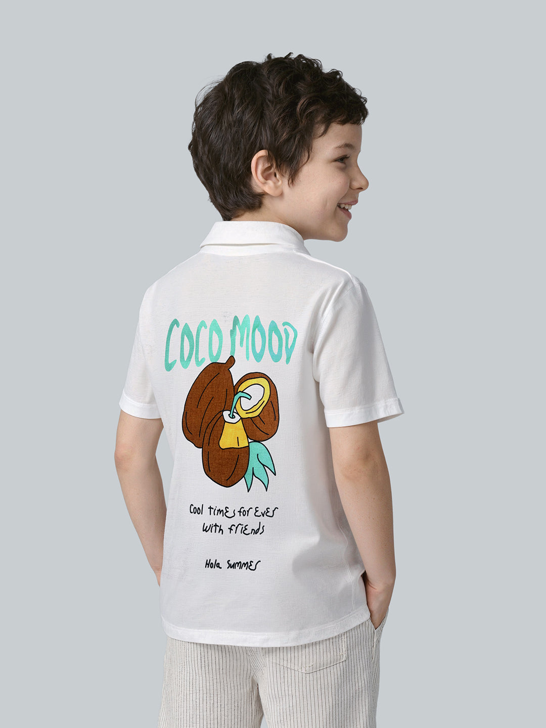 Boys Resort Collar Printed Shirt