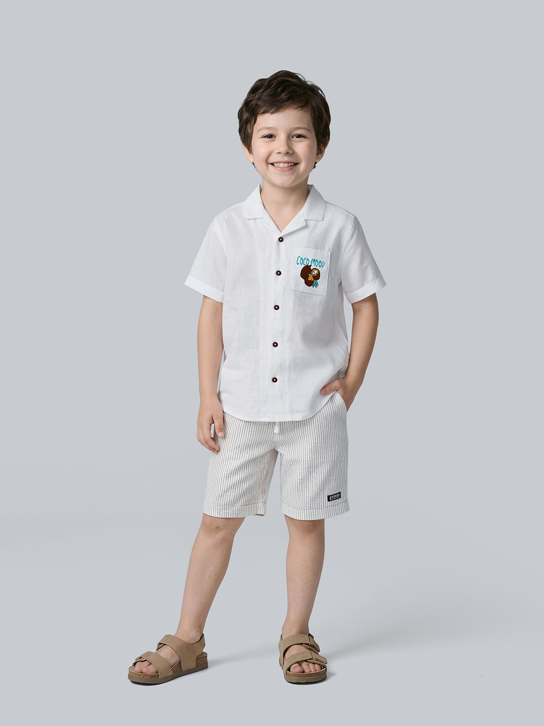 Boys Resort Collar Printed Shirt