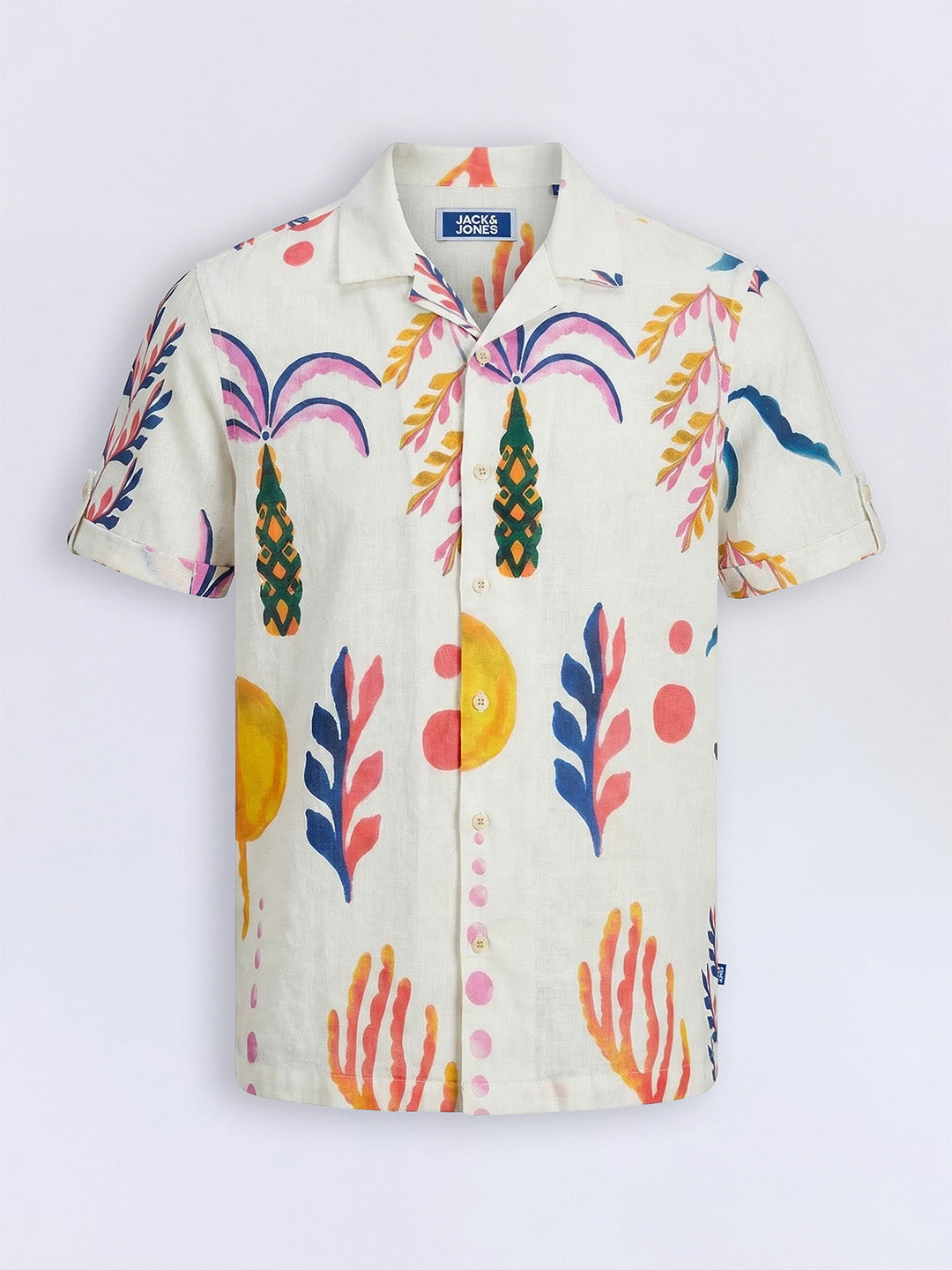 Boys White Printed Cotton Shirt
