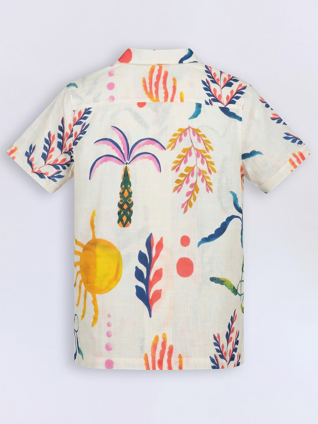Boys White Printed Cotton Shirt