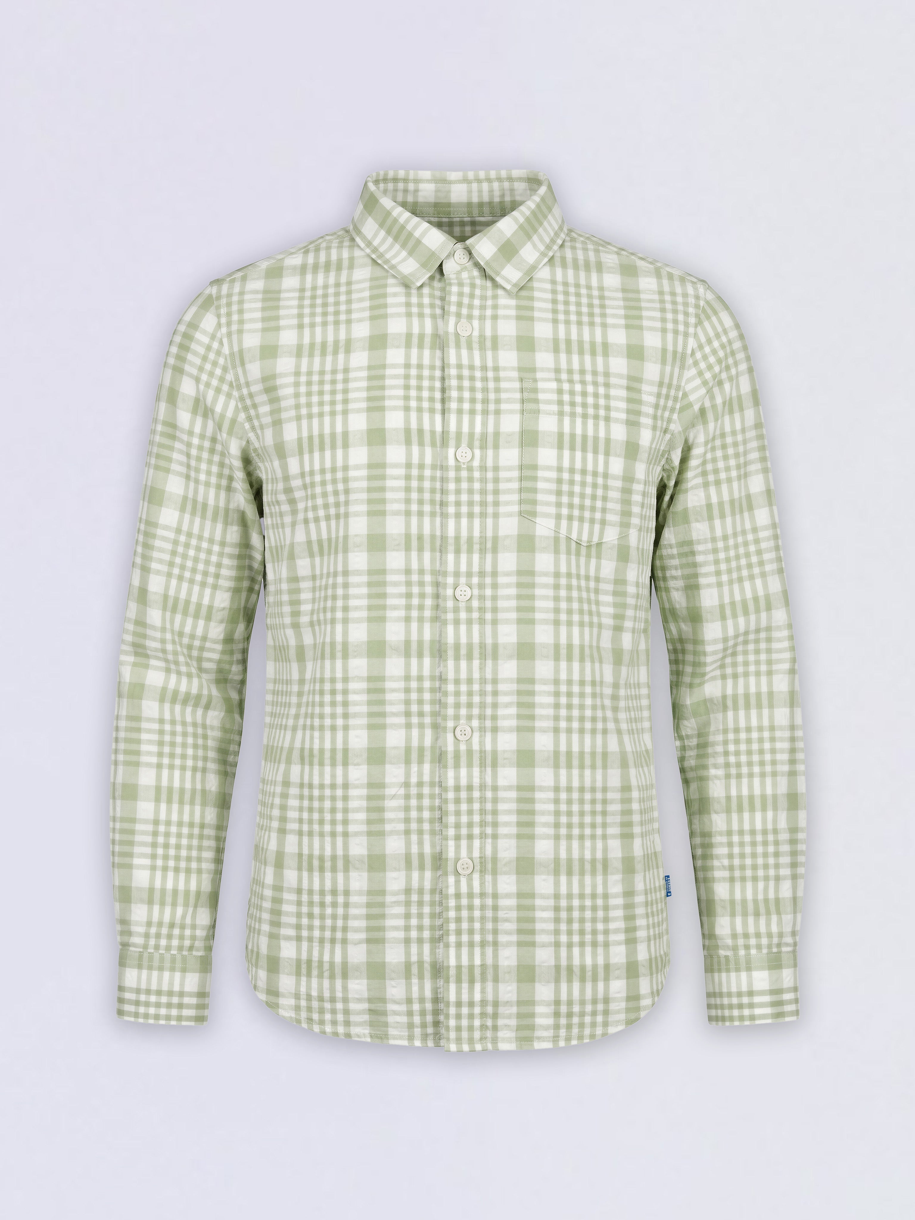 Boys Green Check Print Shirt