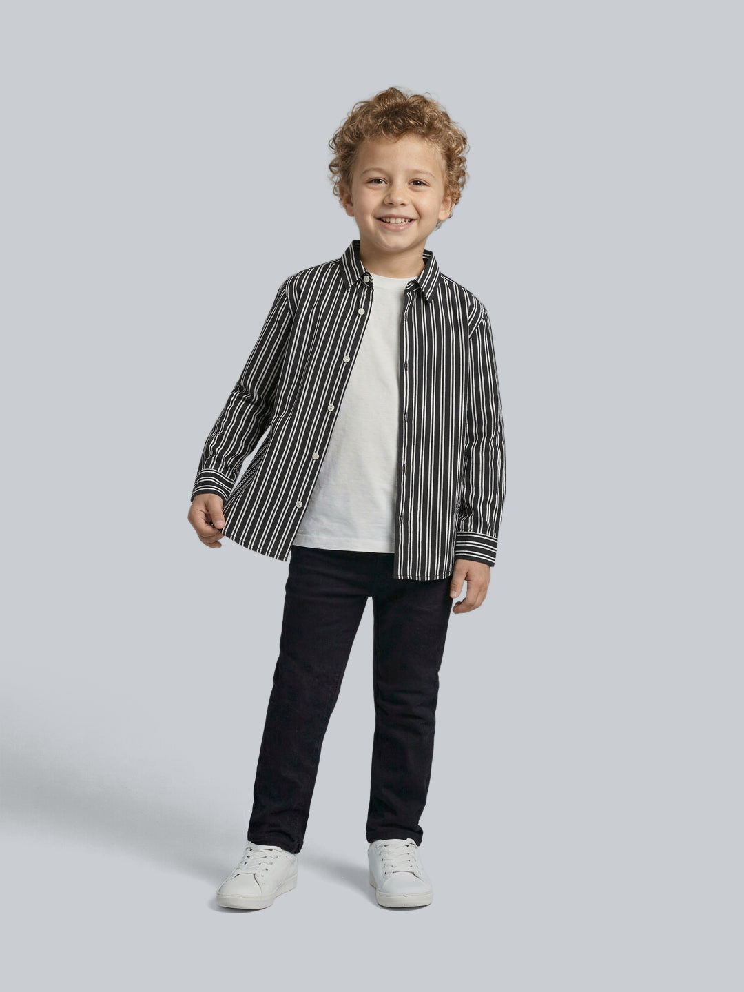 Boys Black Striped Shirt