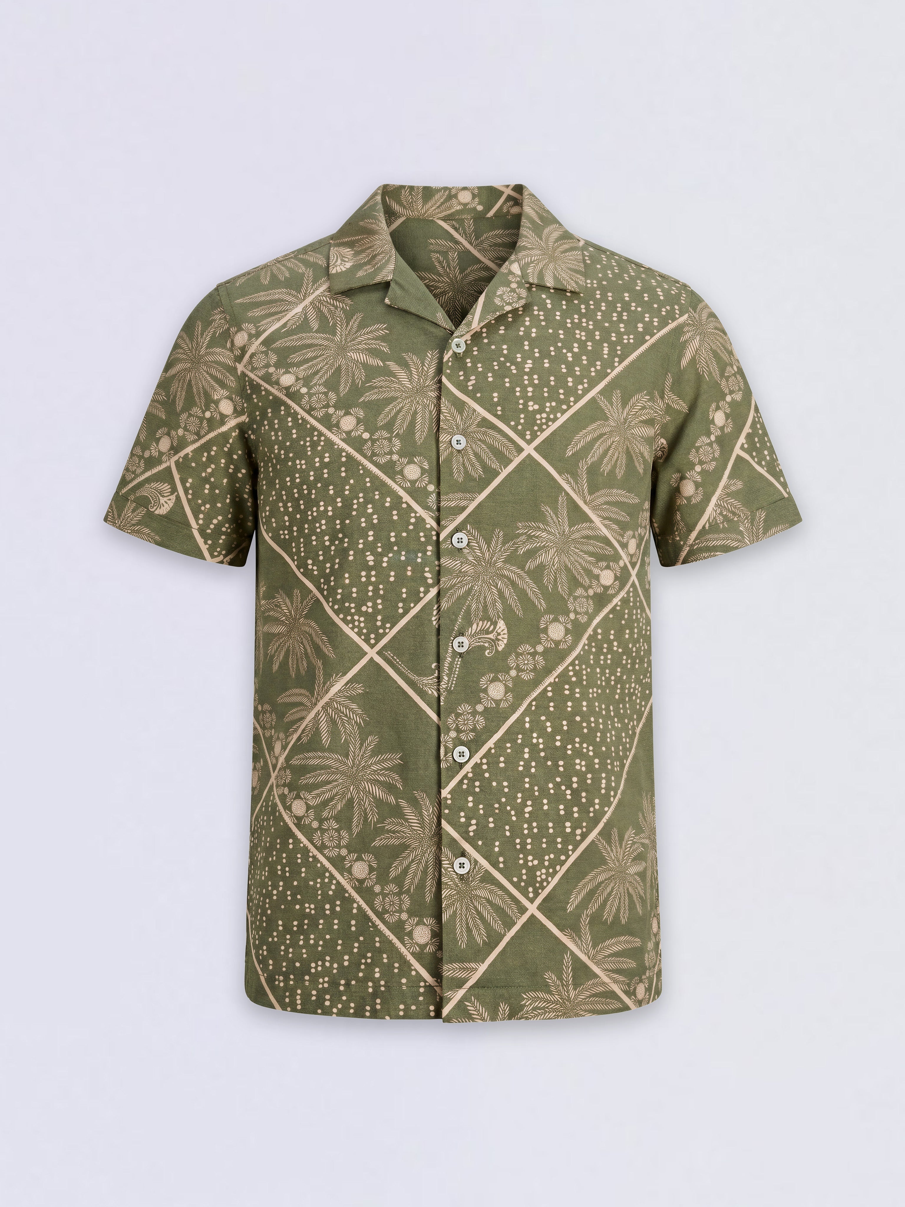 Boys Green Tropical Print Shirt