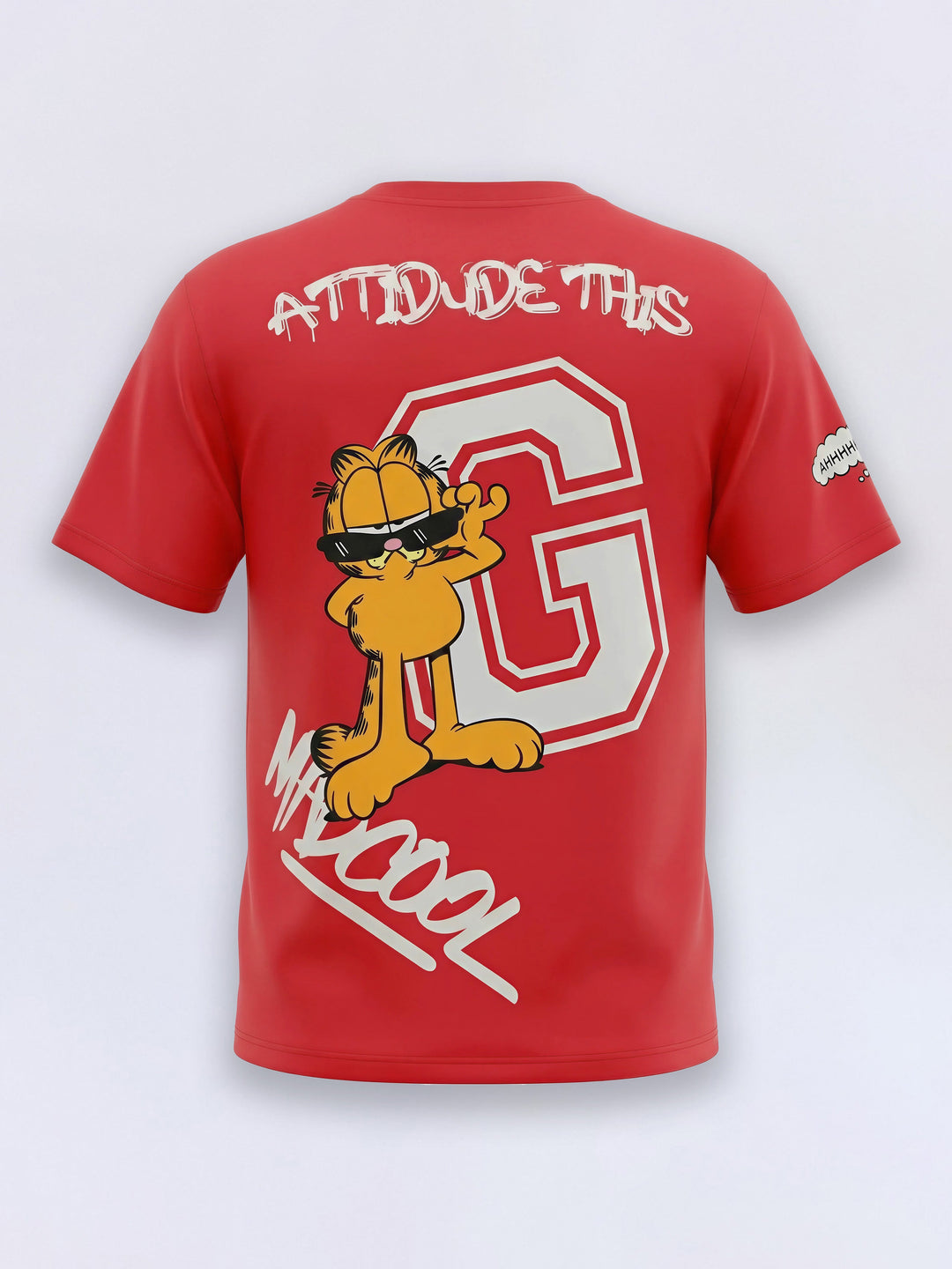 Boys Red Garfield Printed Oversized T-shirt