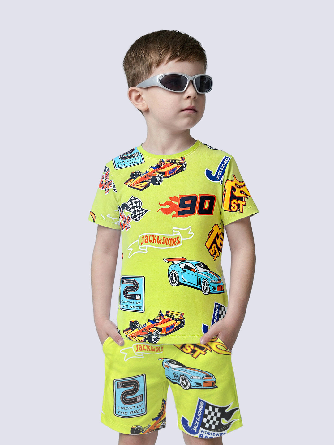 Boys Racing Print Cotton T-shirt