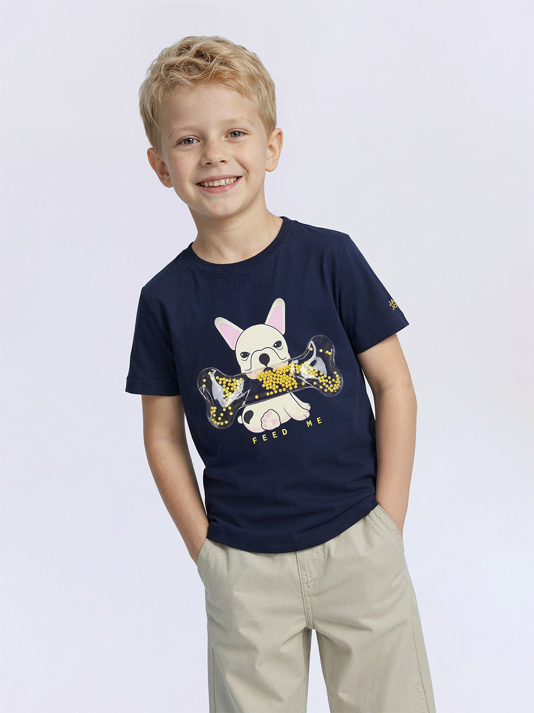 Boys Navy Embellished T-shirt