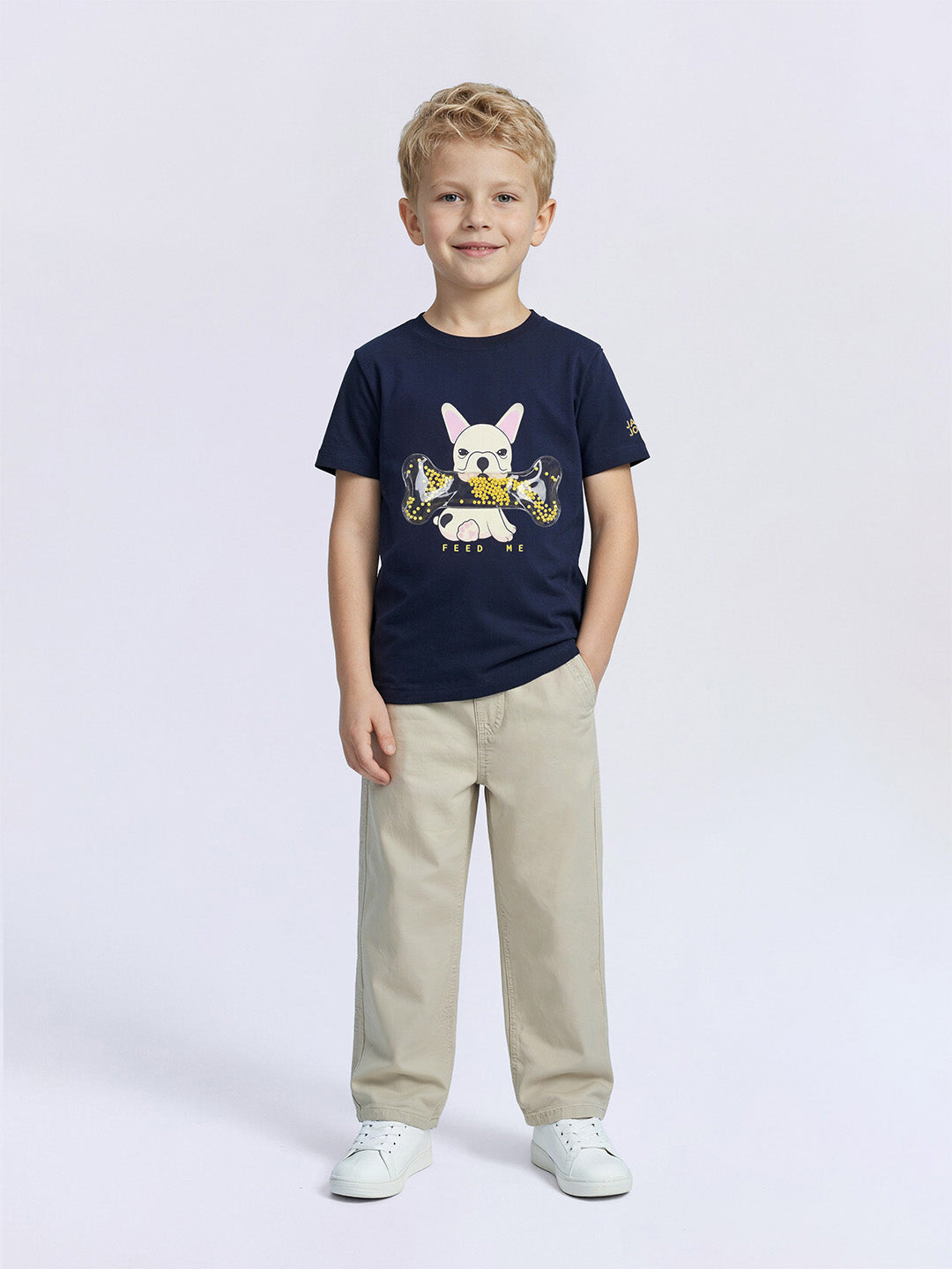 Boys Navy Embellished T-shirt