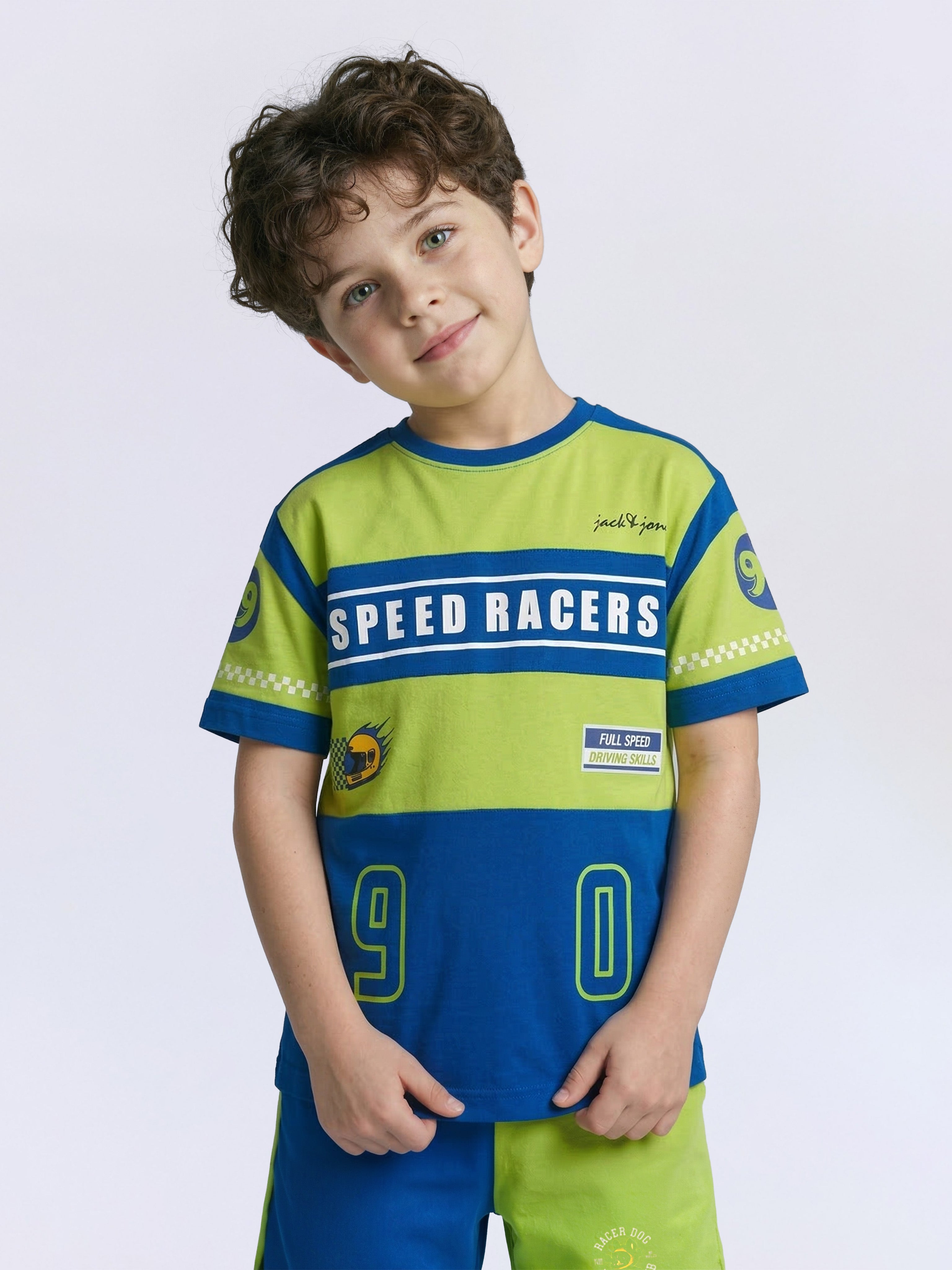 Boys Colourblocked Printed Oversized-shirt