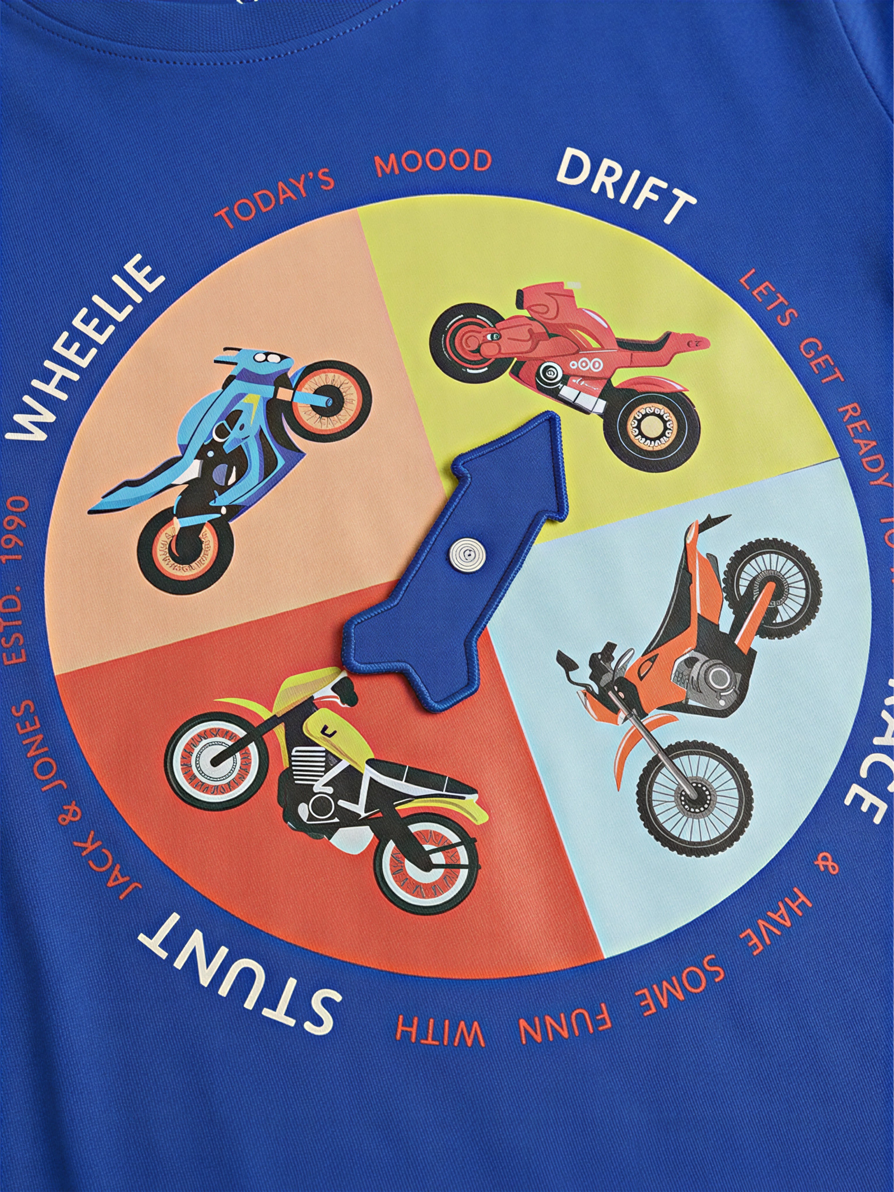 Boys Blue Printed Cotton T-shirt