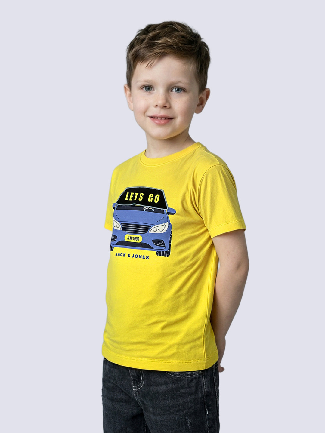 Boys Yellow Car Print T-shirt - 7/8Y