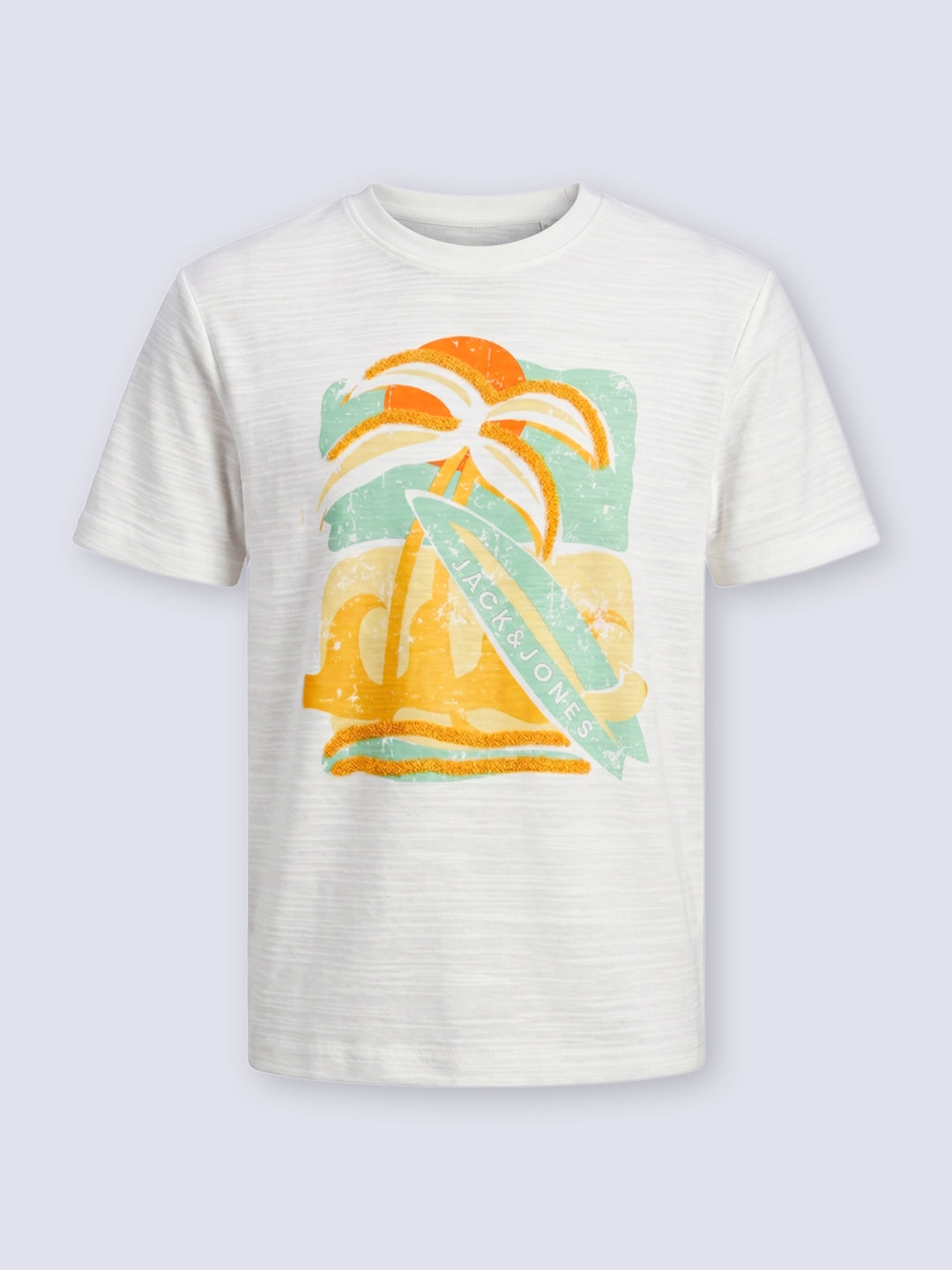 Boys White Printed Cotton T-shirt