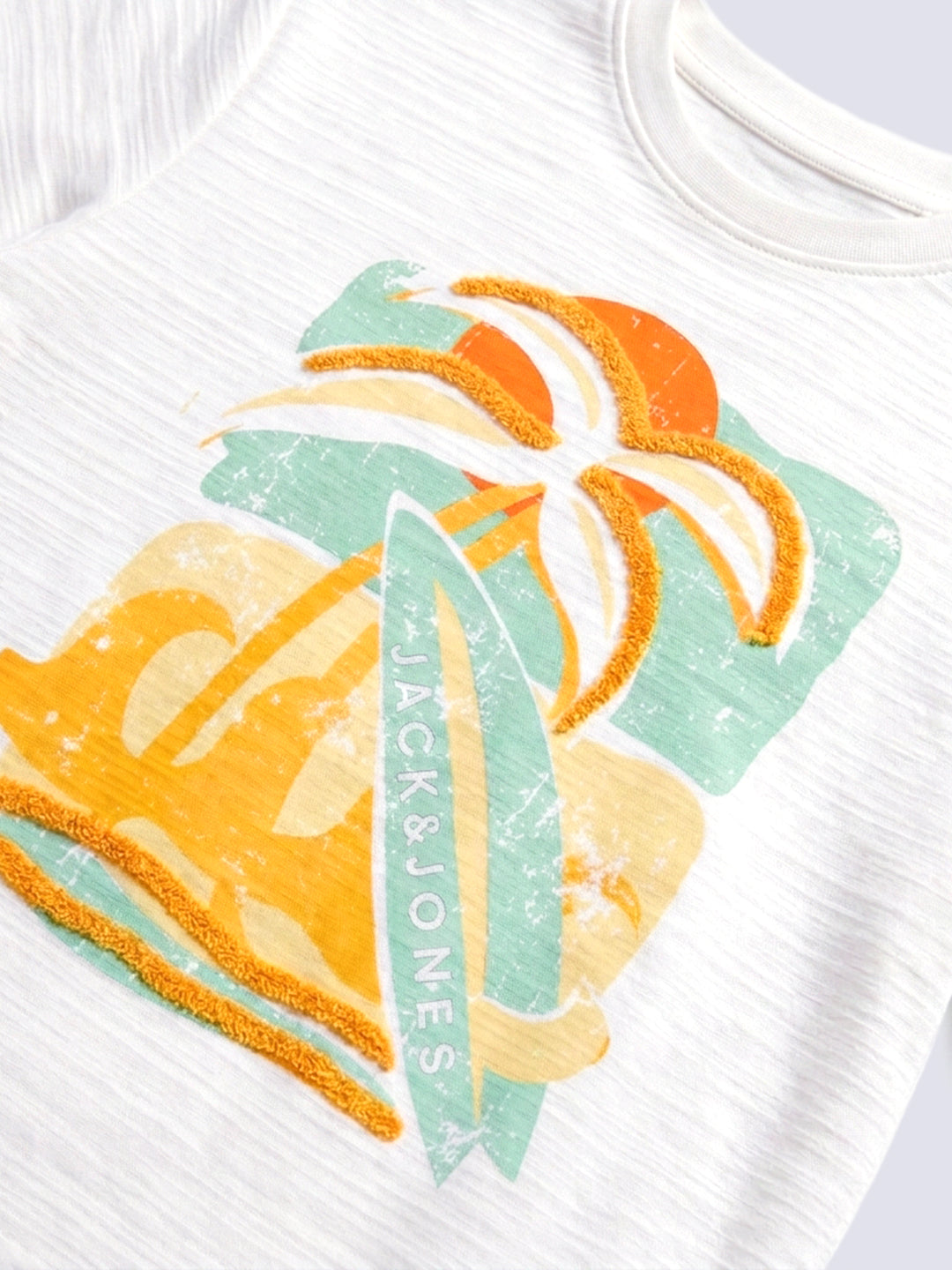 Boys White Printed Cotton T-shirt