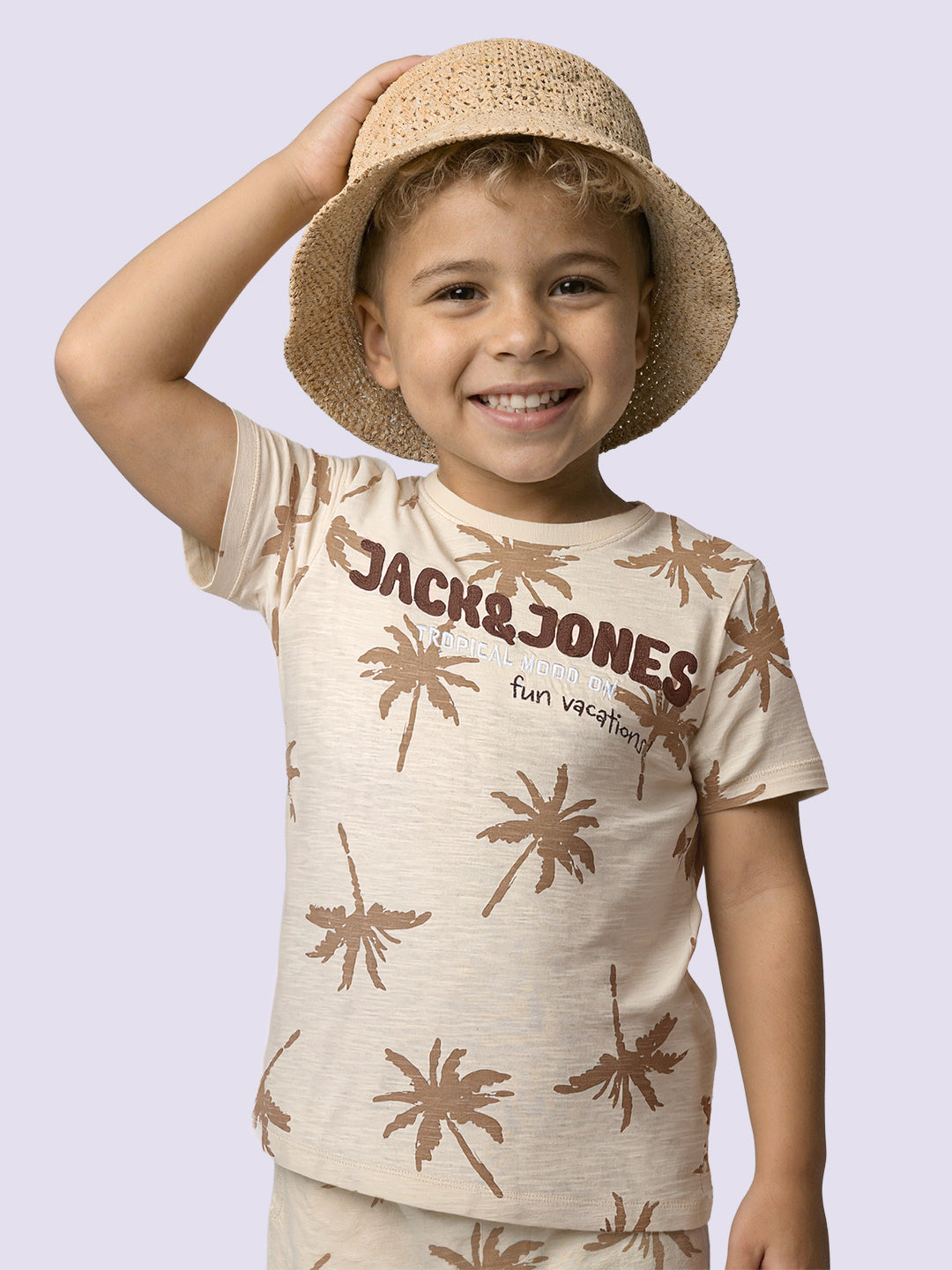 Boys Palm Tree Print Cotton T-shirt - 2/3Y