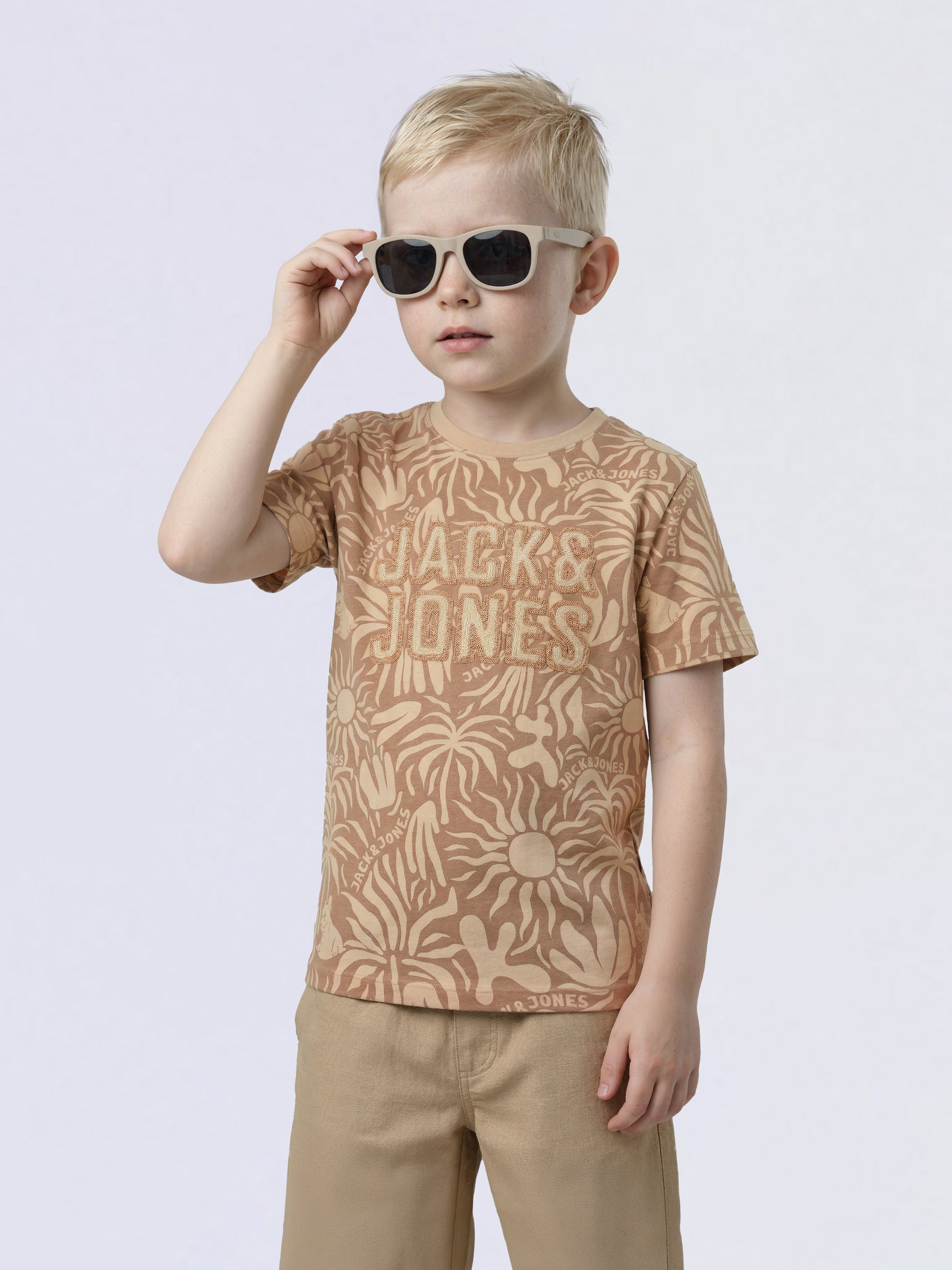 Boys Brown Embroidered Logo T-shirt