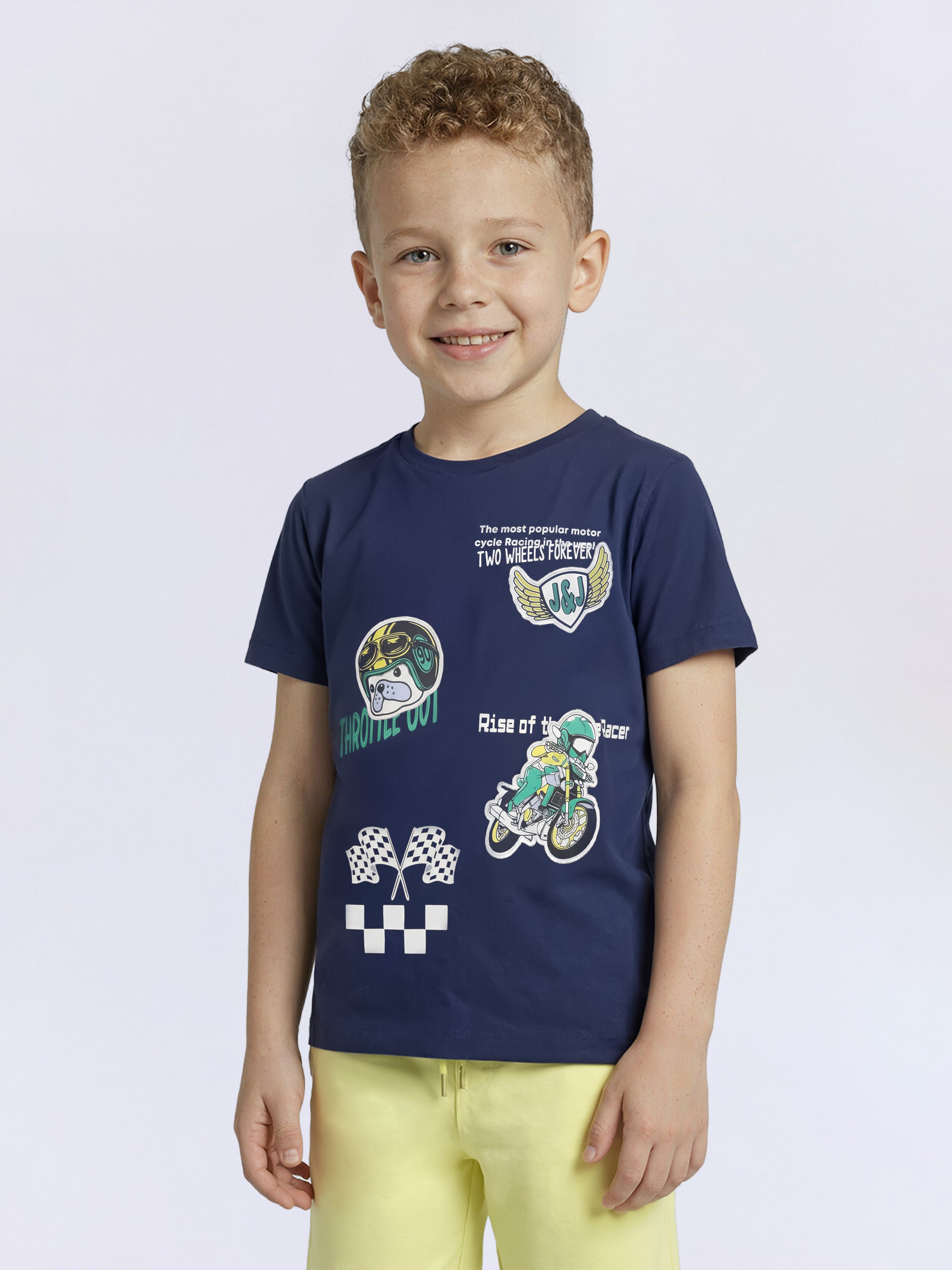 Boys Applique Patchwork Print T-shirt