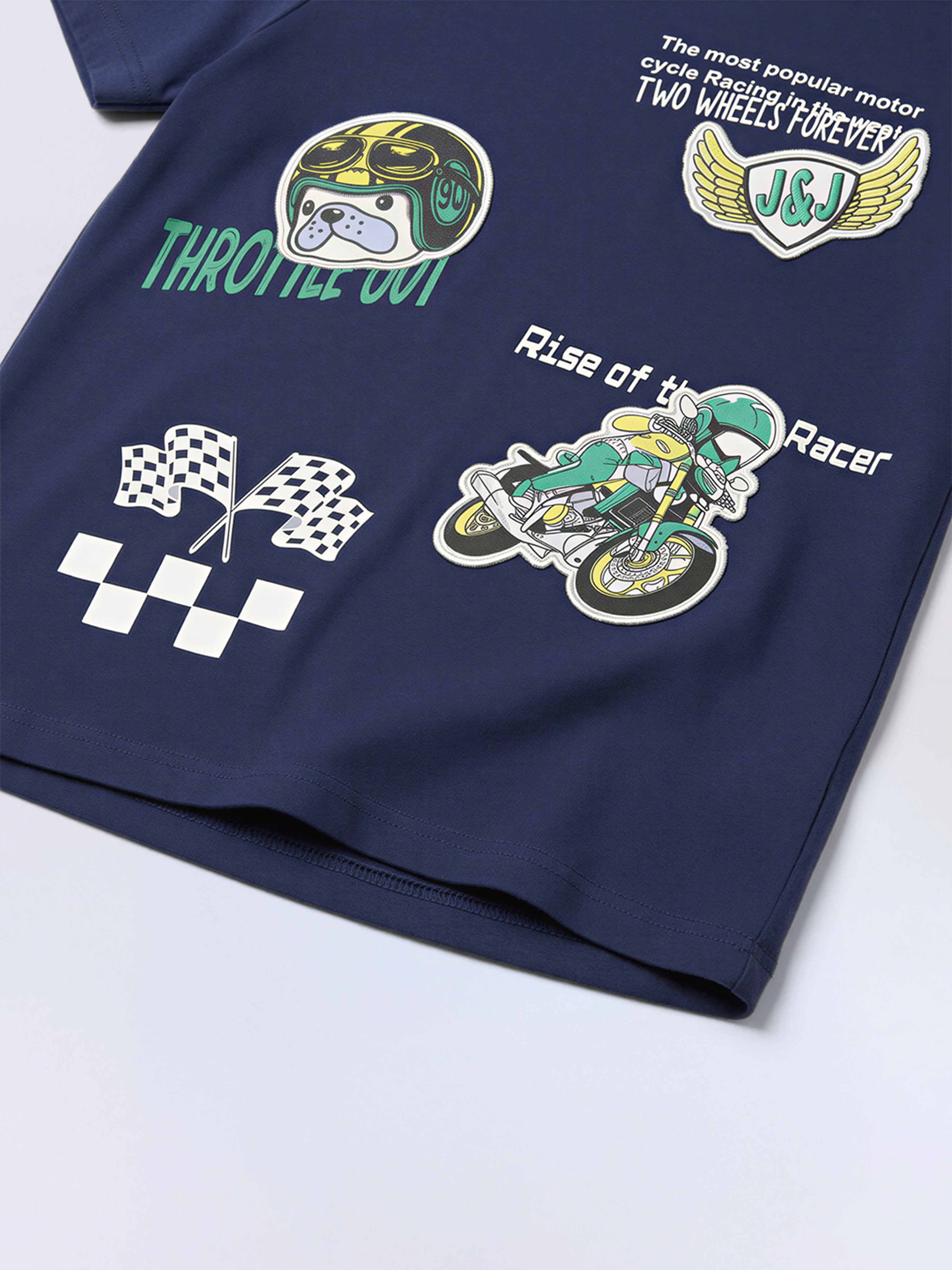 Boys Applique Patchwork Print T-shirt