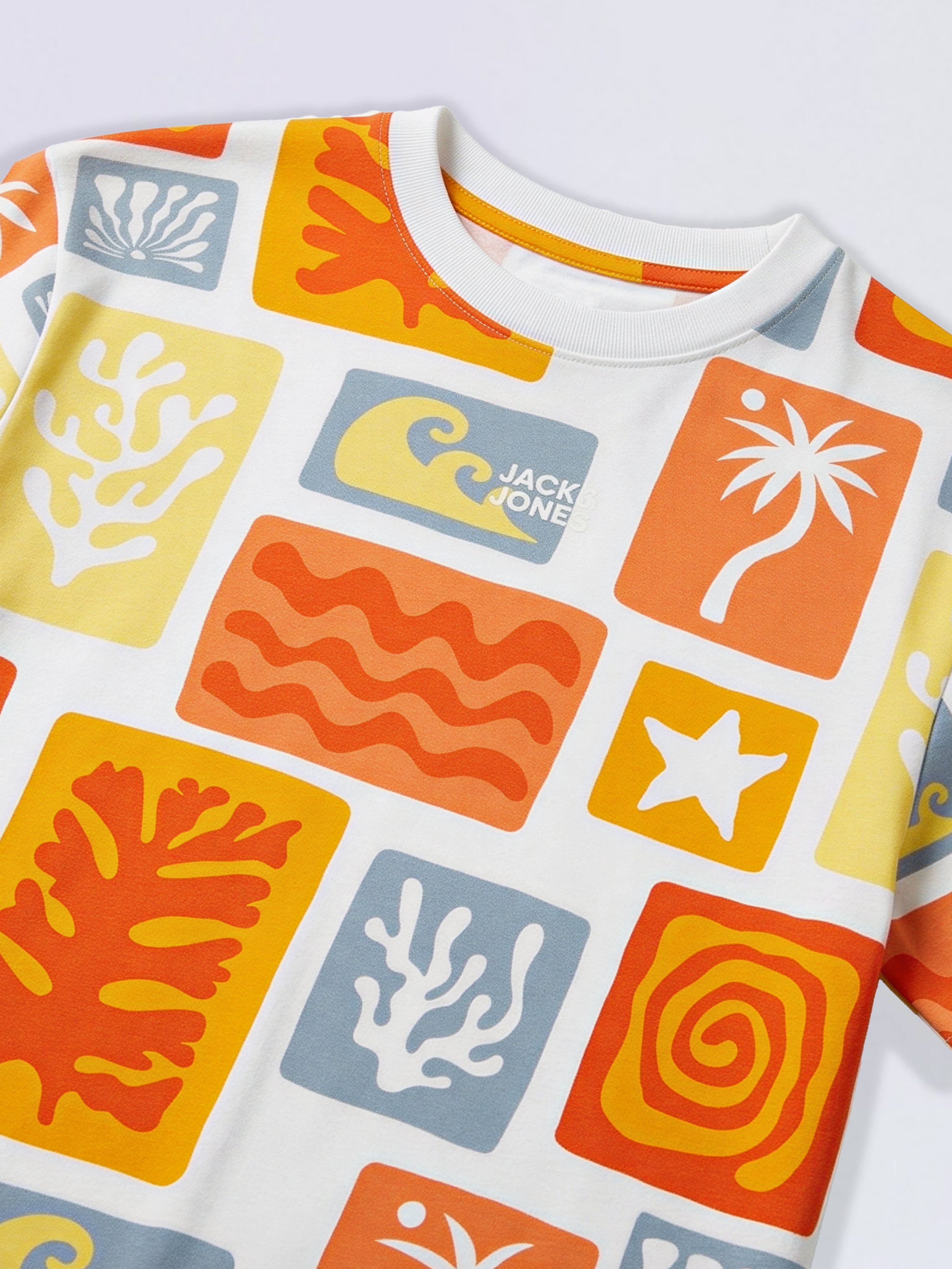 Boys Orange Printed Oversized T-shirt