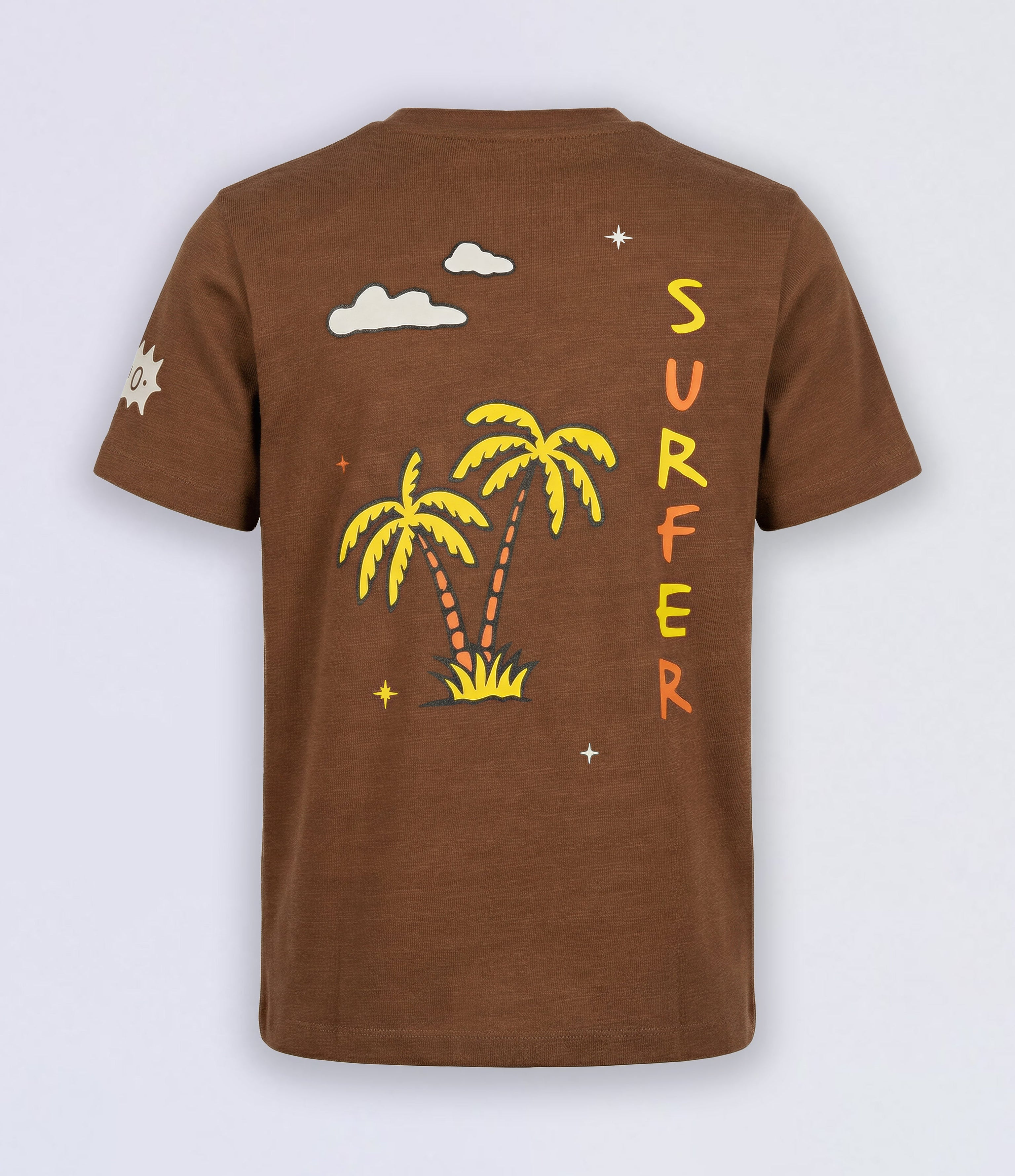 Boys Dark Brown Printed T-shirt