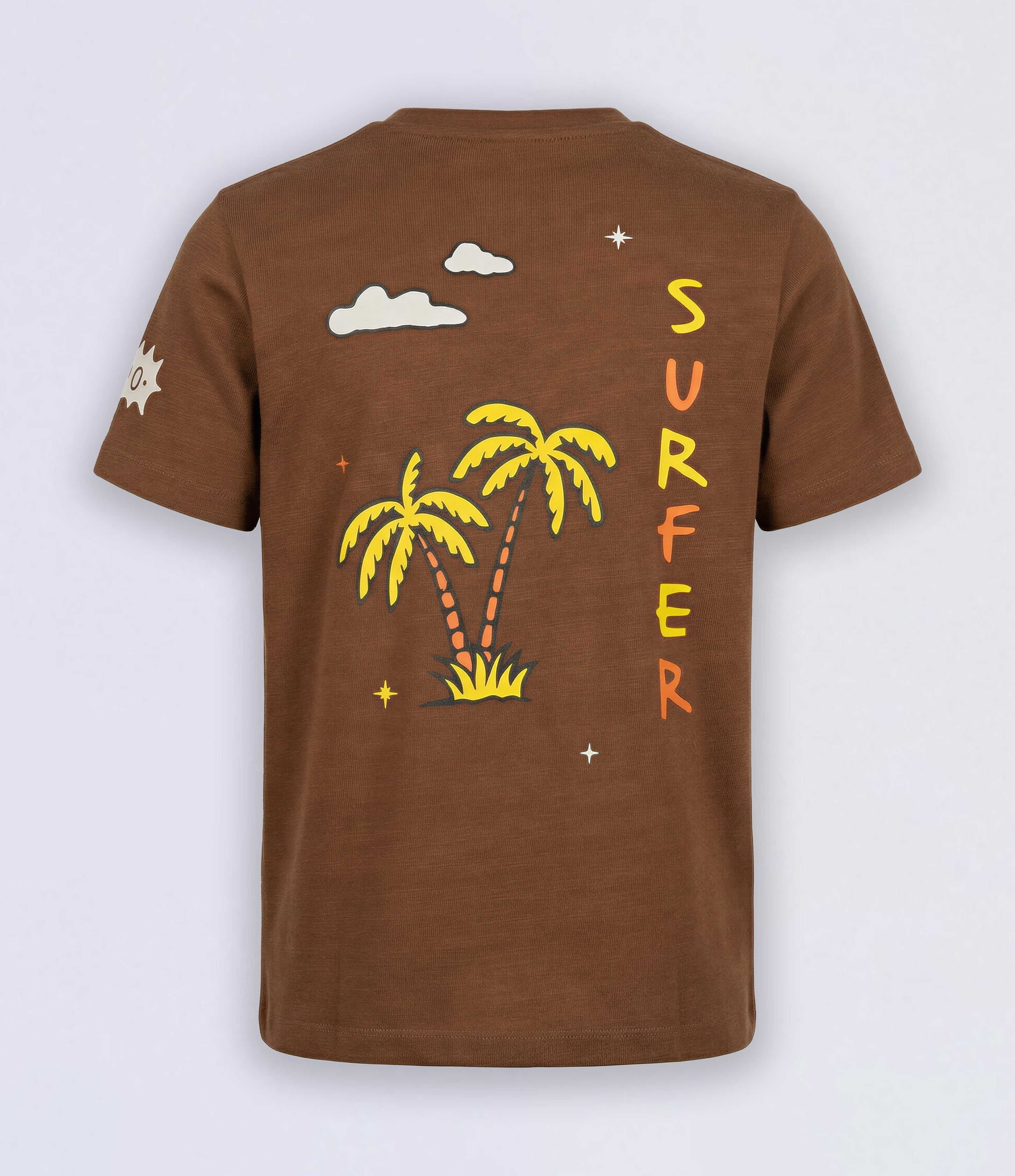 Boys Dark Brown Printed T-shirt